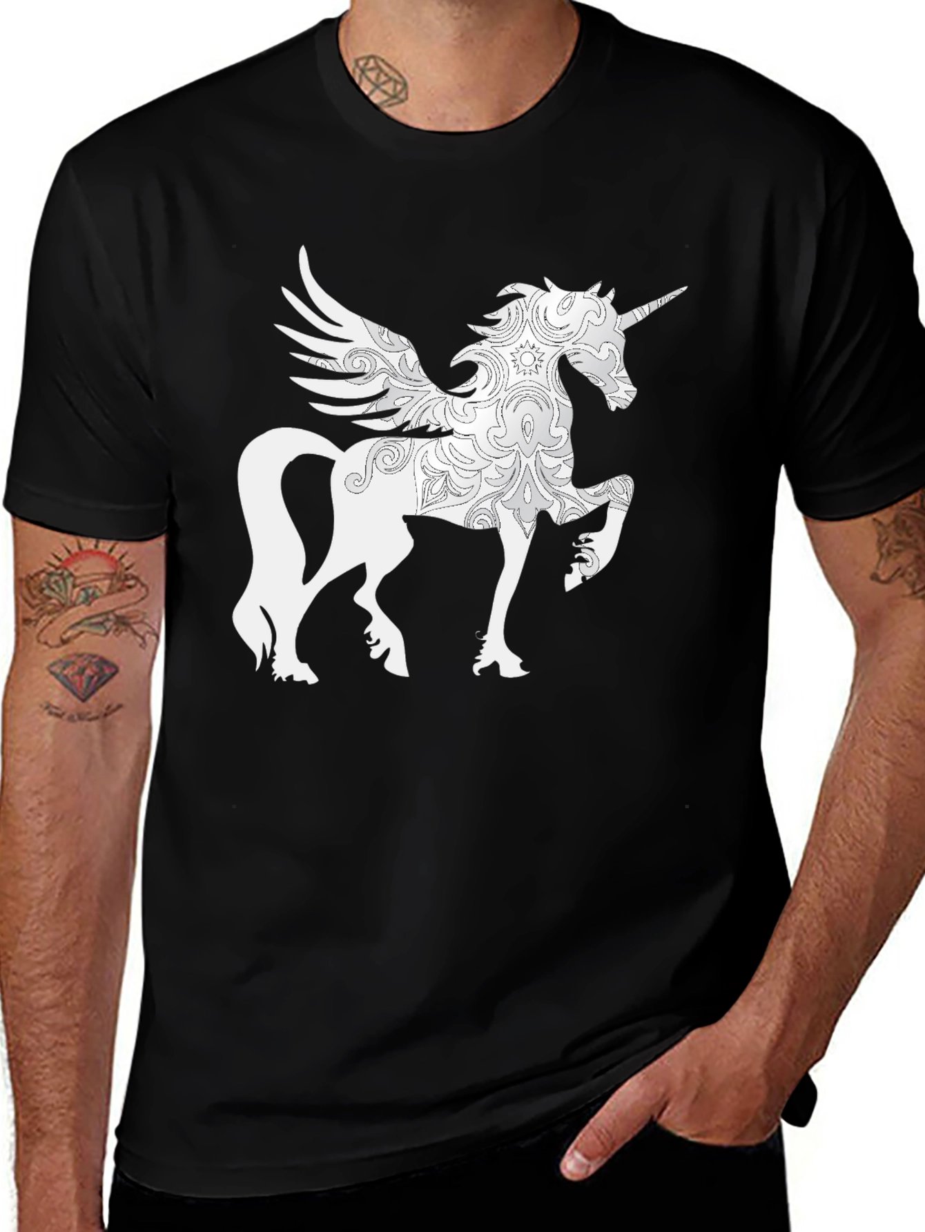 Unicorn Pegasus Graphic Tee - Black