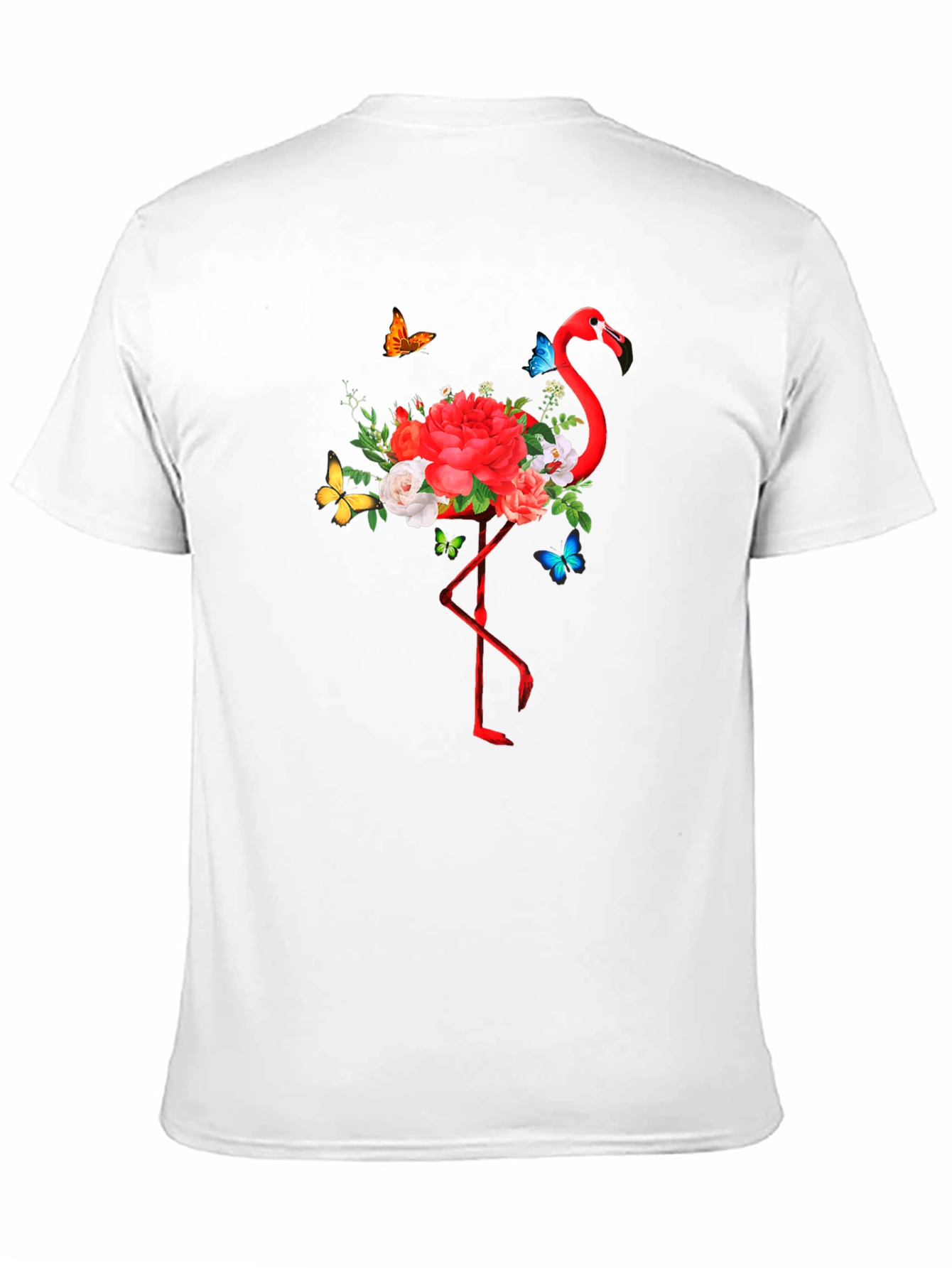 Flamingo Floral Graphic Print Black T-Shirt