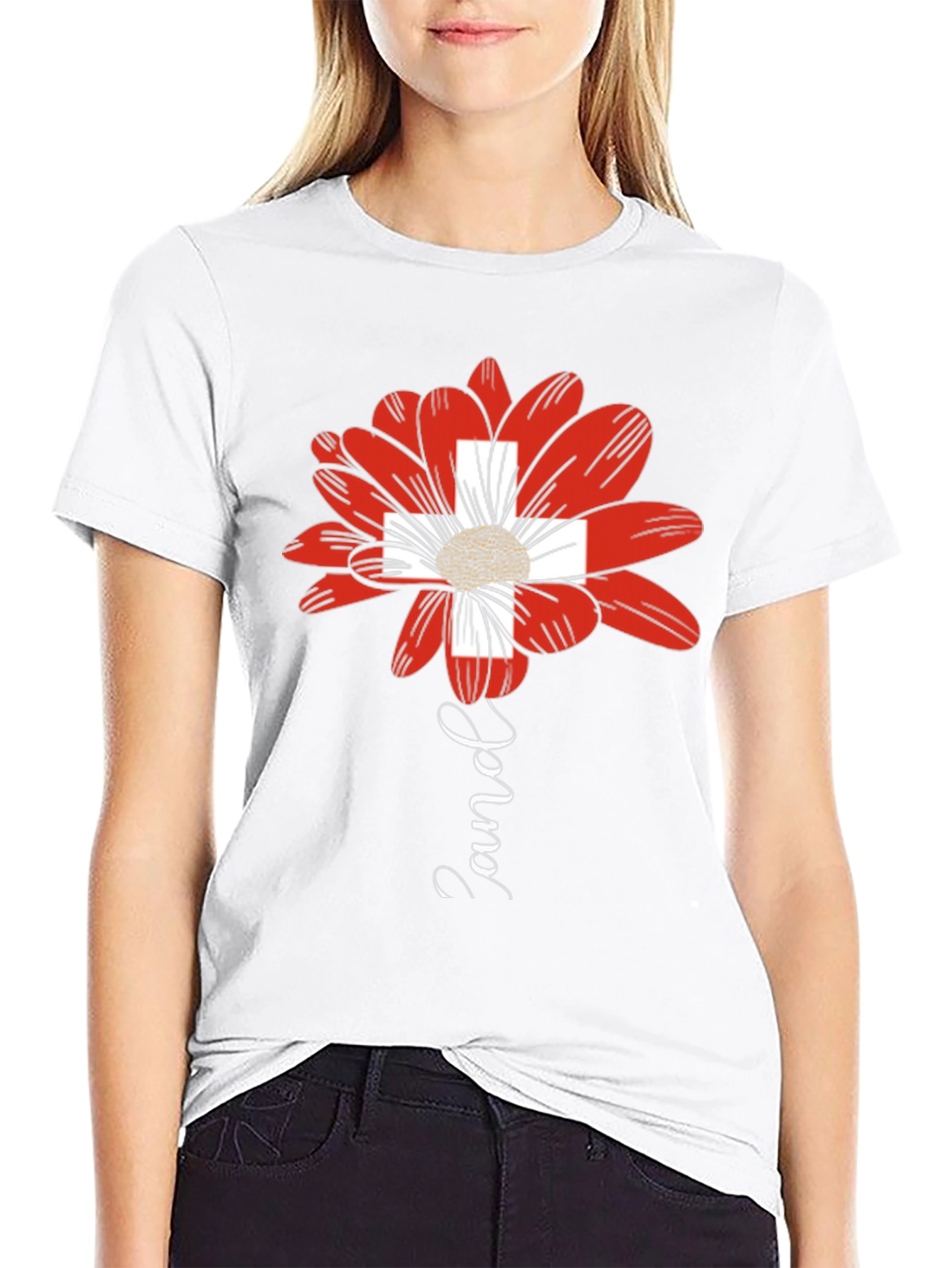 Swiss Flower T-Shirt - Modern Graphic Tee