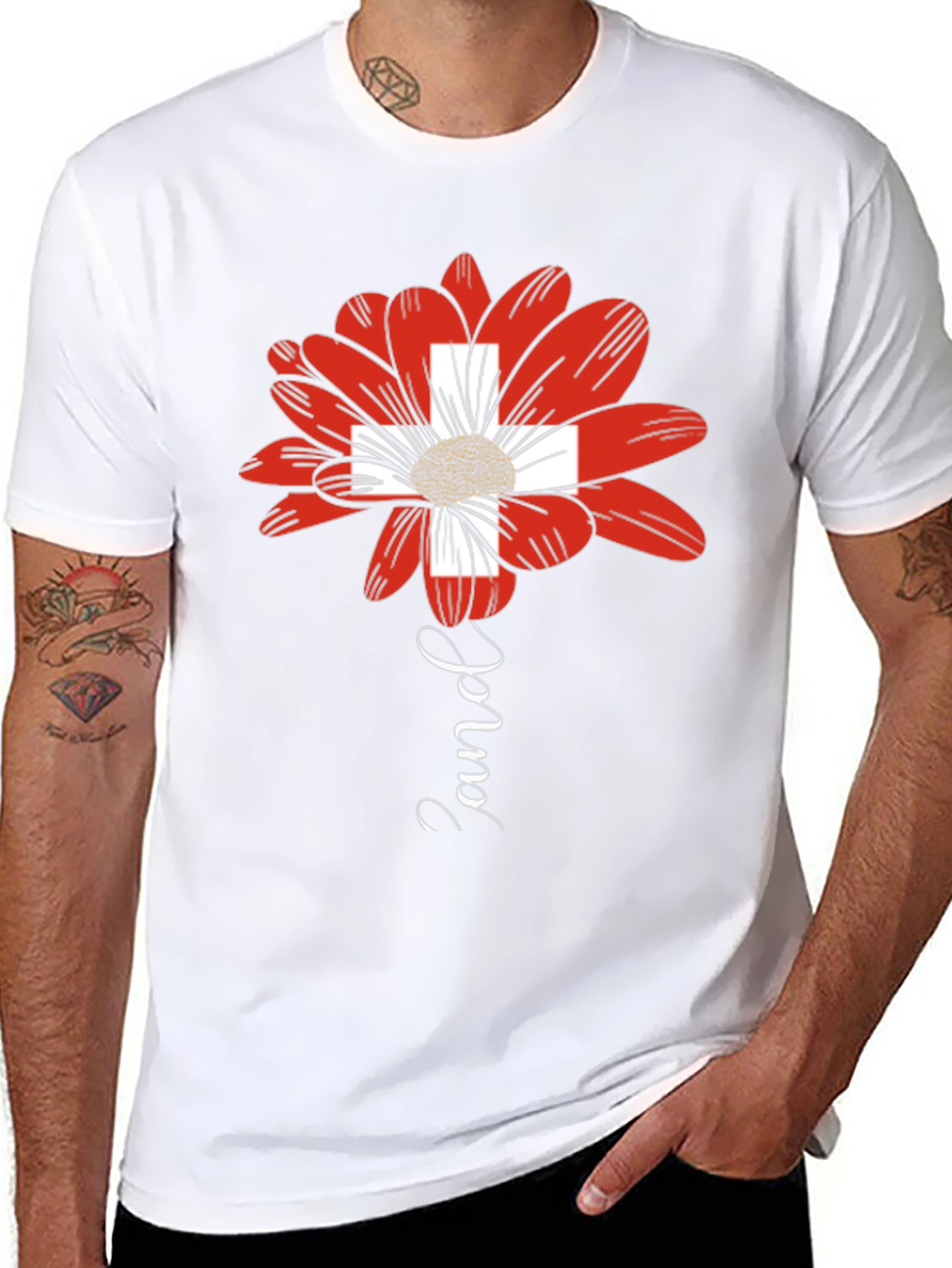 Swiss Flower T-Shirt - Modern Graphic Tee