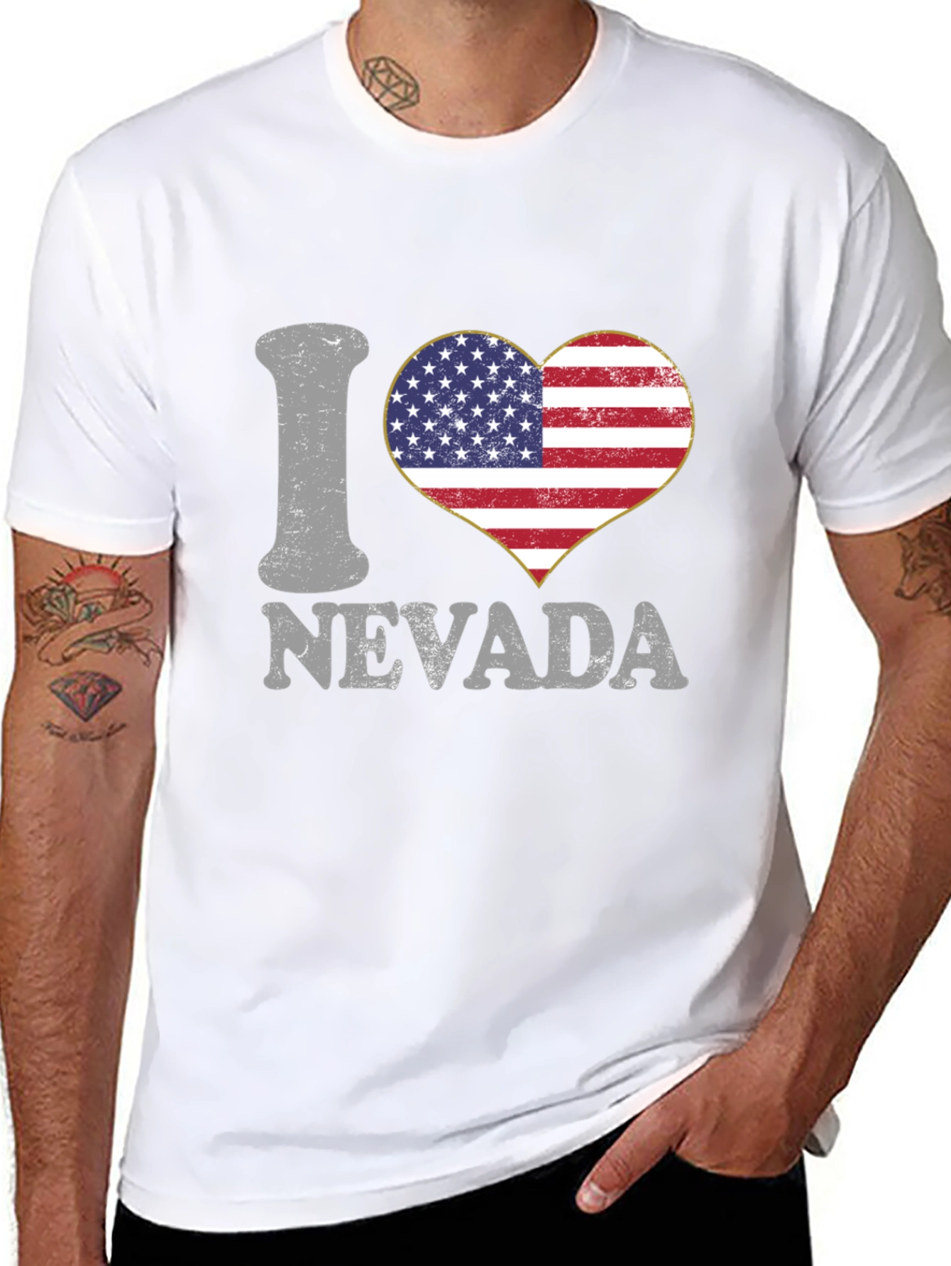 I Love Nevada USA Flag Heart Graphic Tee