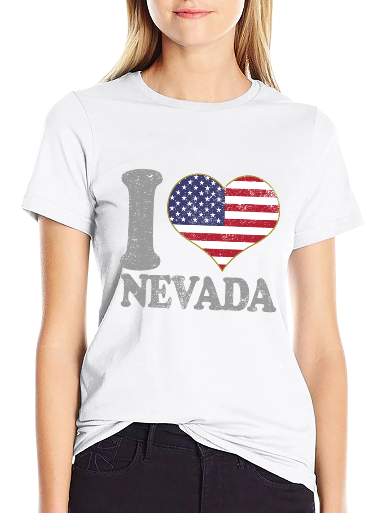 I Love Nevada USA Flag Heart Graphic Tee