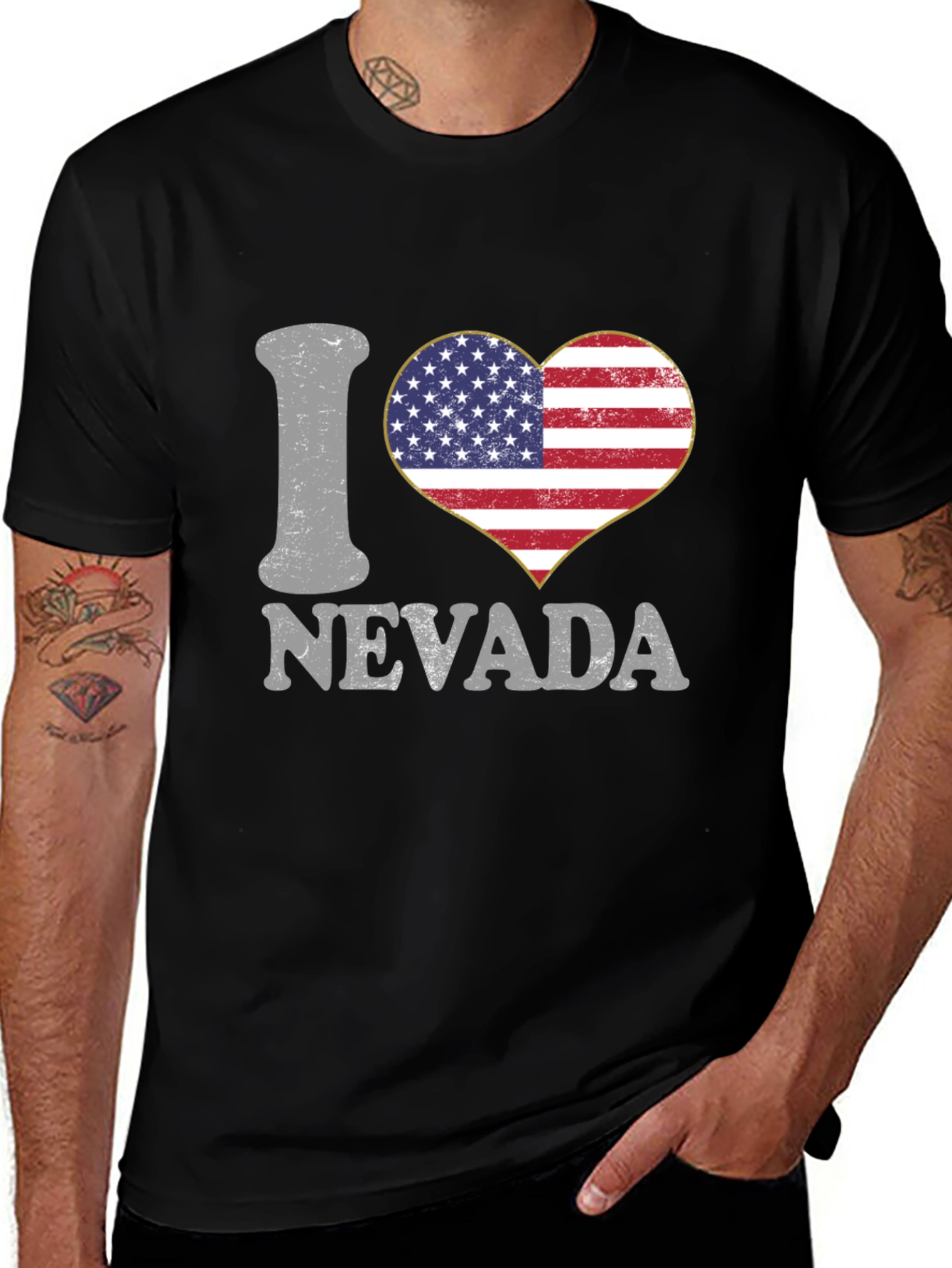 I Love Nevada USA Flag Heart Graphic Tee