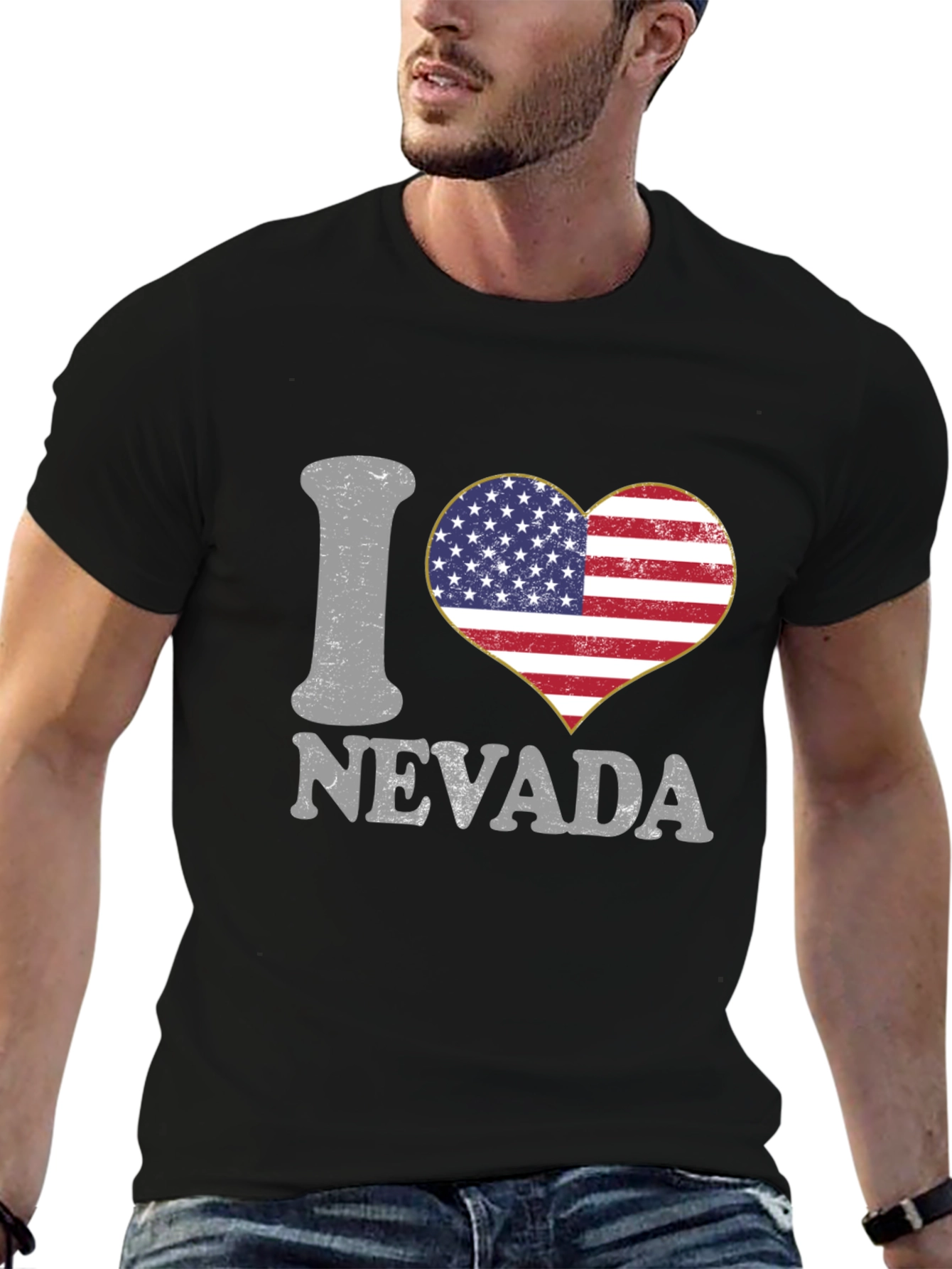 I Love Nevada USA Flag Heart Graphic Tee