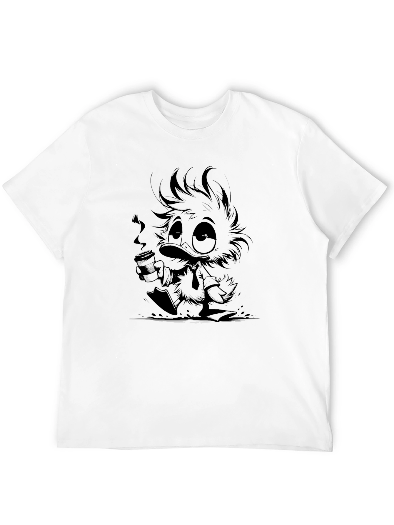 Cartoon Duck Graphic Black T-Shirt