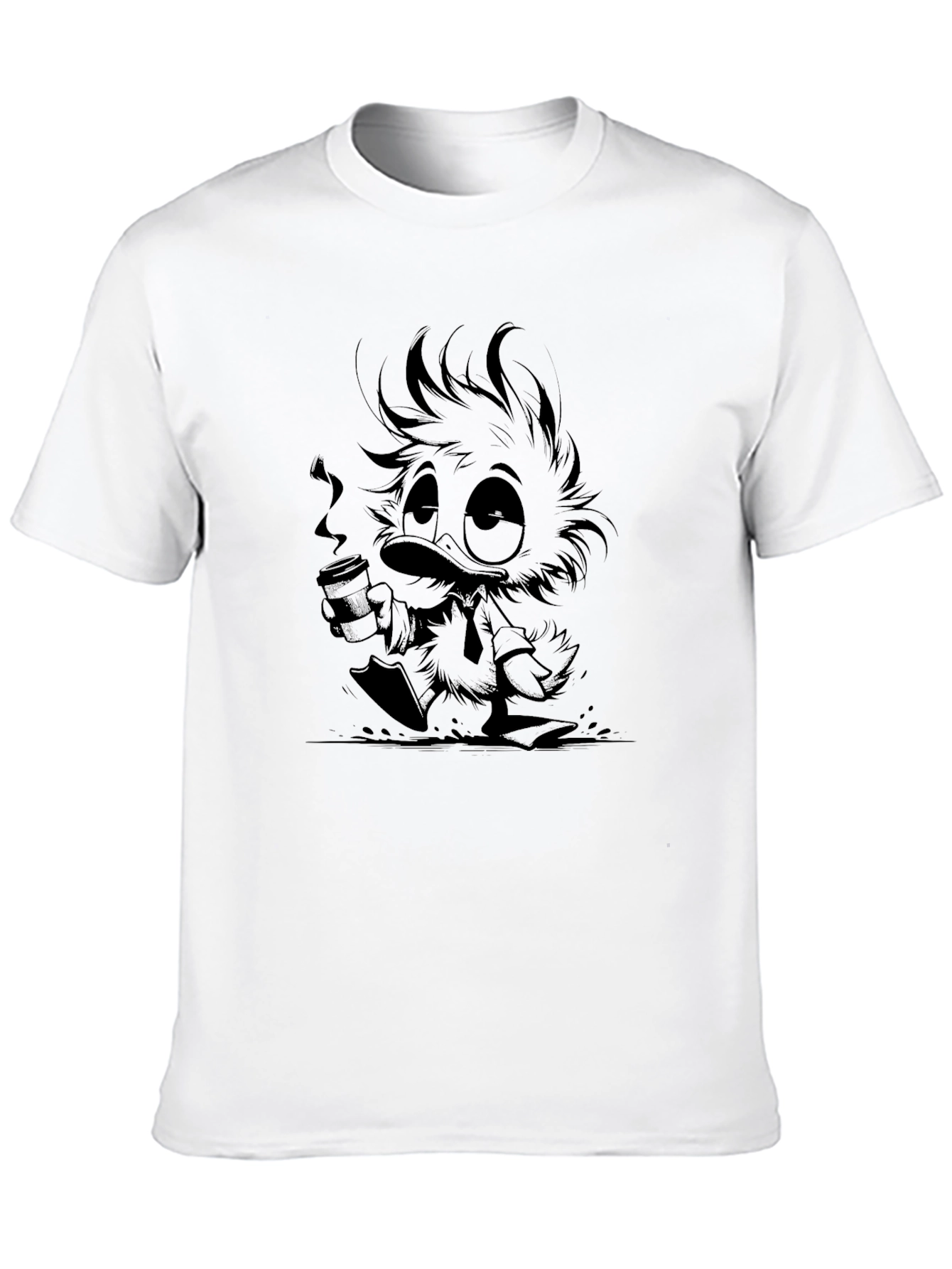 Cartoon Duck Graphic Black T-Shirt