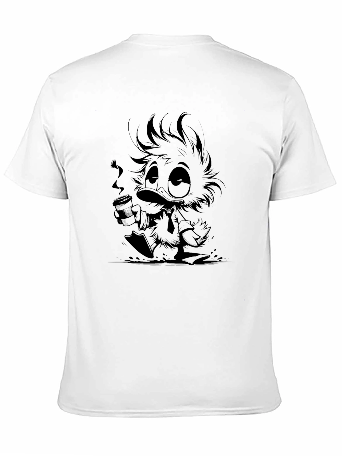 Cartoon Duck Graphic Black T-Shirt