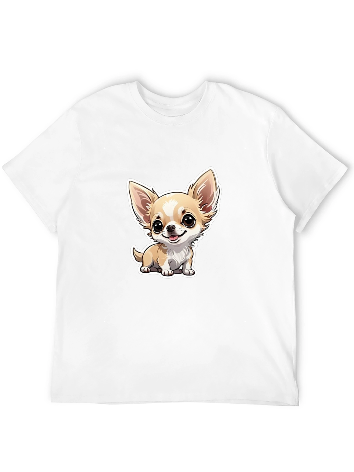 Cute Chihuahua Cartoon Graphic Tee - Black