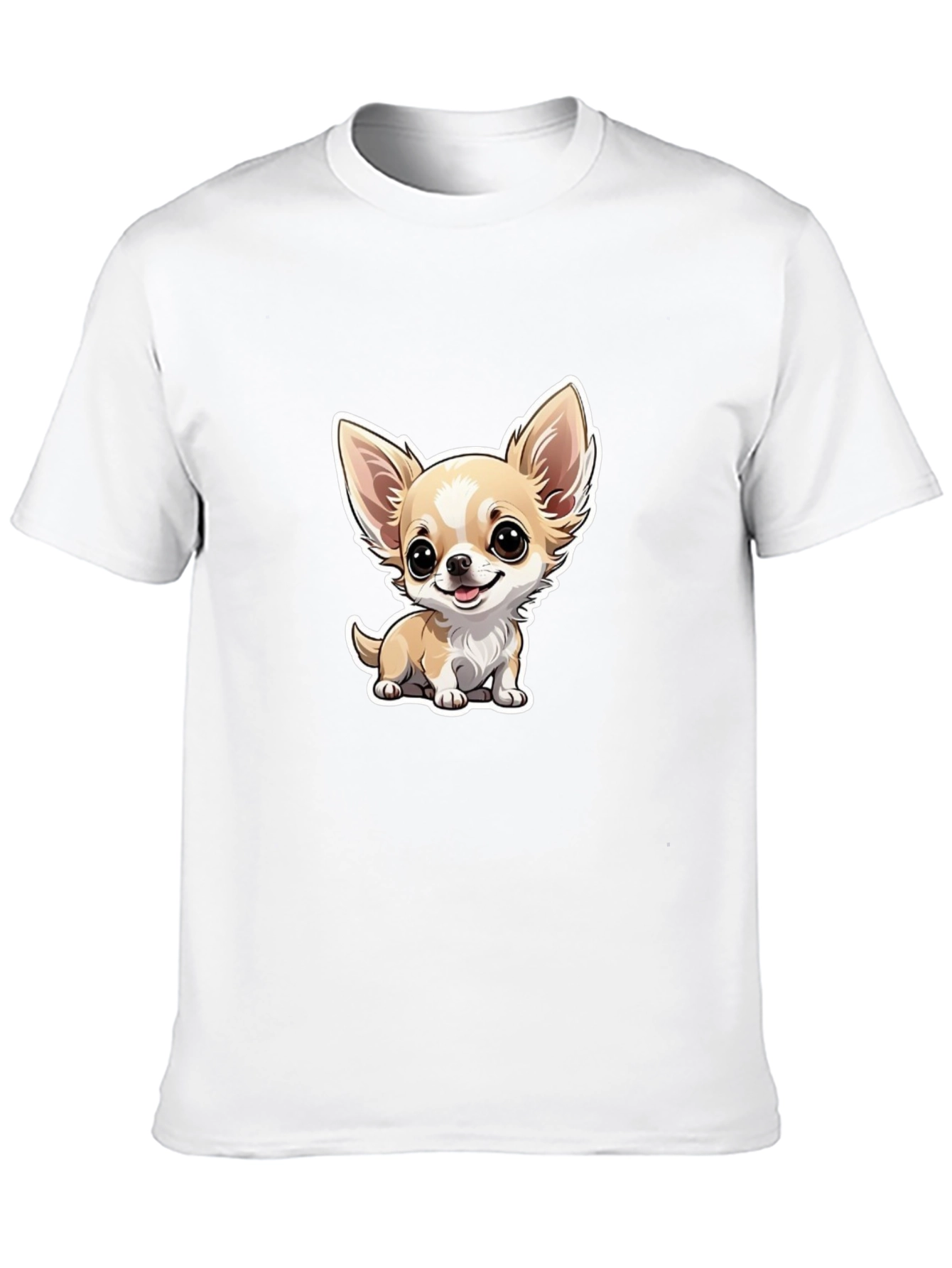 Cute Chihuahua Cartoon Graphic Tee - Black