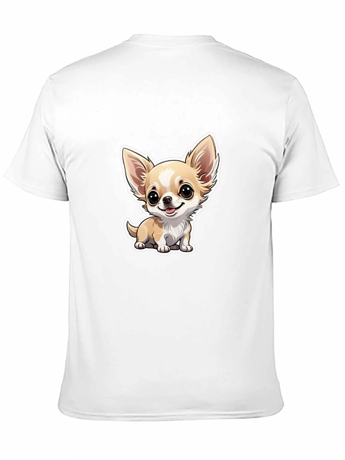 Cute Chihuahua Cartoon Graphic Tee - Black