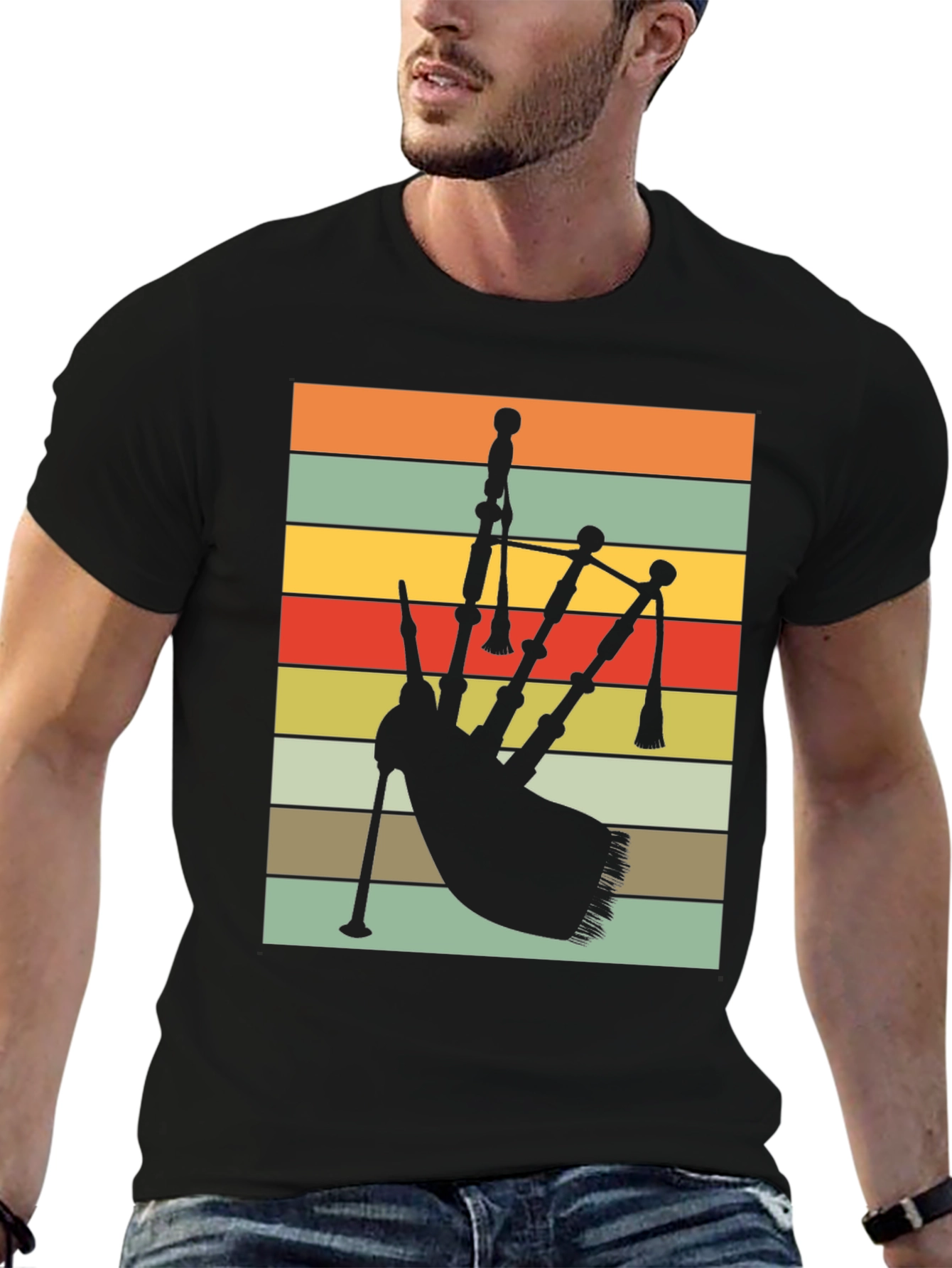 Retro Bagpipe Silhouette T-Shirt