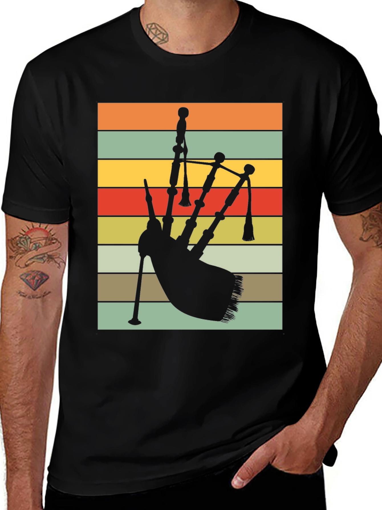 Retro Bagpipe Silhouette T-Shirt
