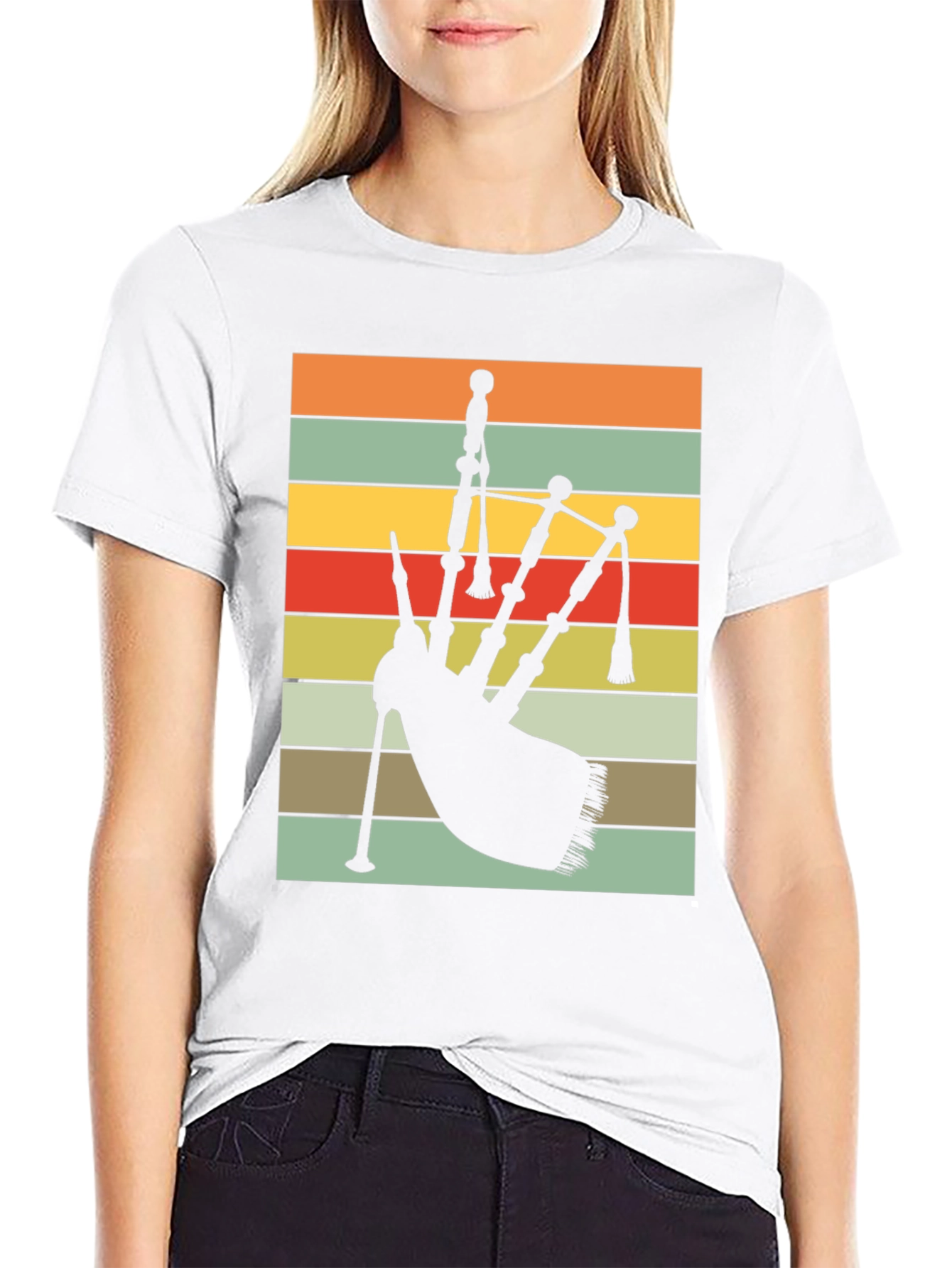 Retro Bagpipe Silhouette T-Shirt