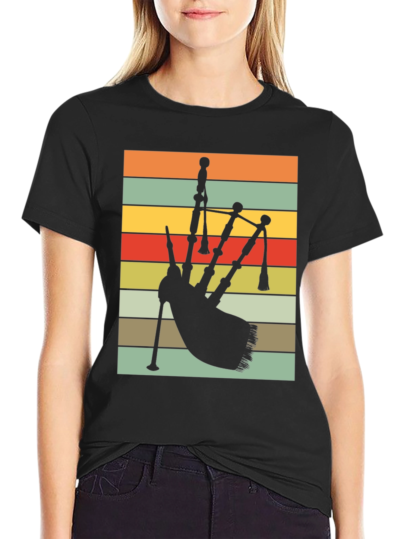 Retro Bagpipe Silhouette T-Shirt