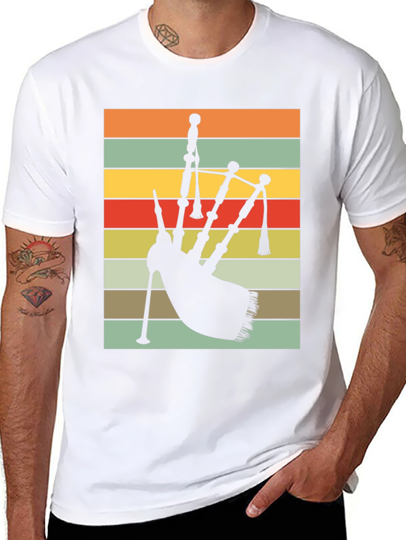 Retro Bagpipe Silhouette T-Shirt