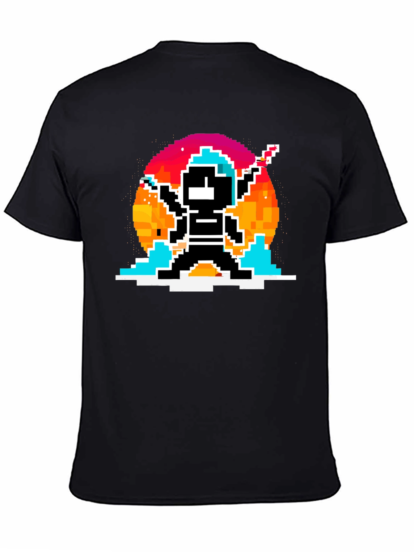 Retro Pixel Ninja T-Shirt - Black