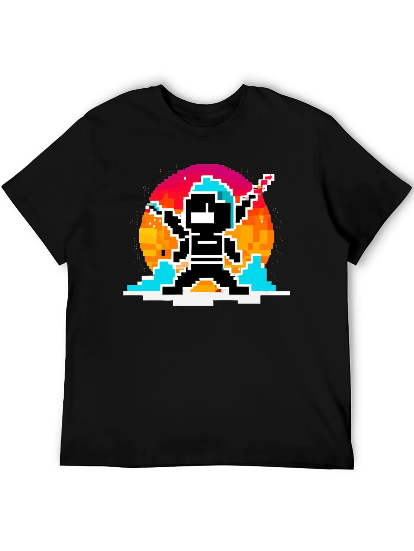 Retro Pixel Ninja T-Shirt - Black