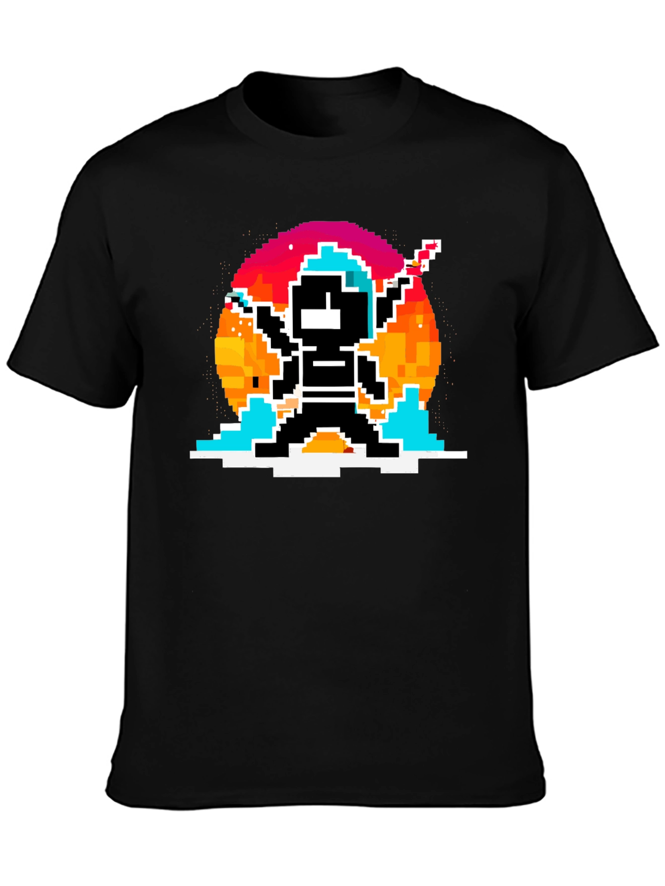 Retro Pixel Ninja T-Shirt - Black