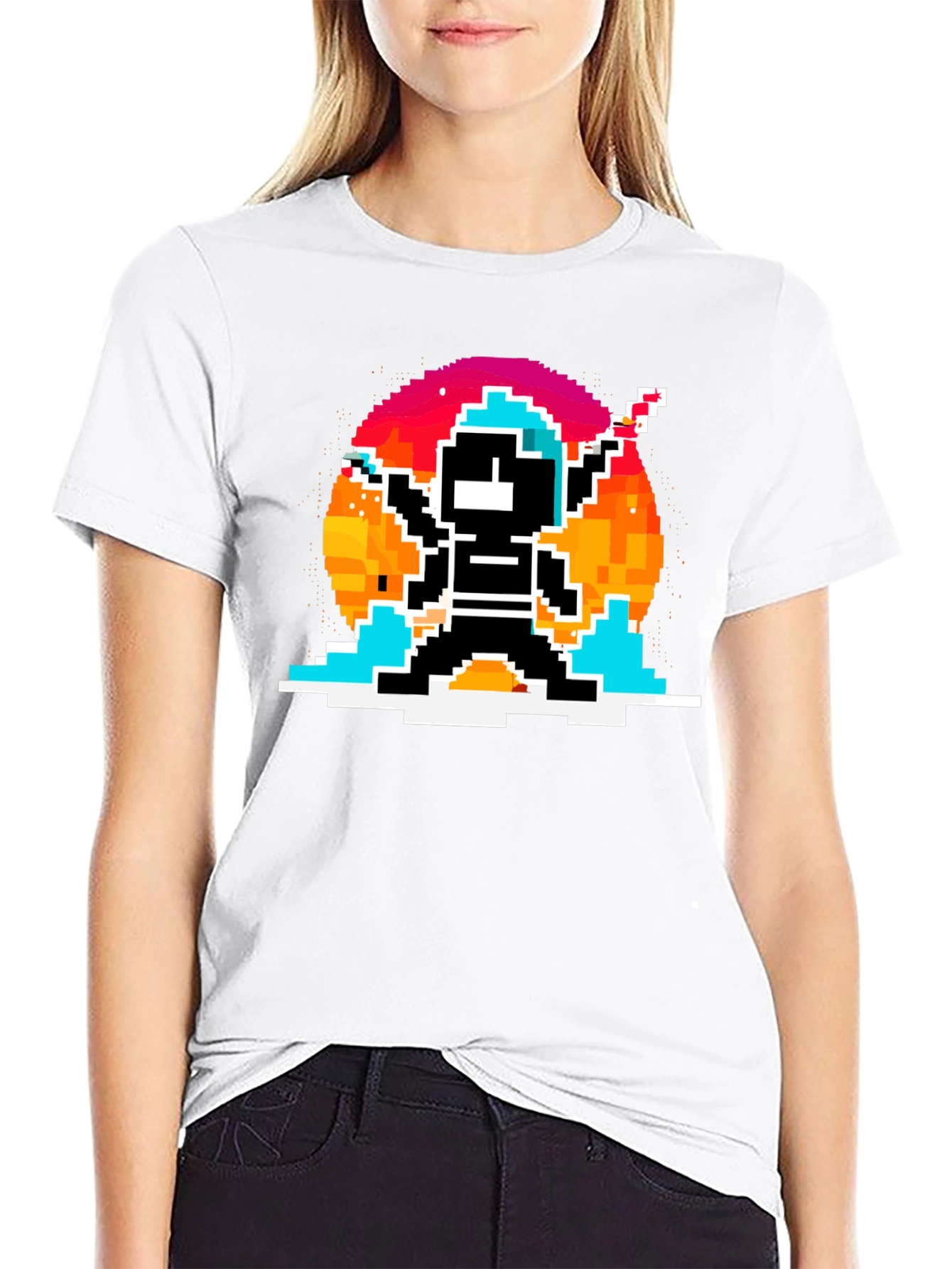 Retro Pixel Ninja T-Shirt - Black