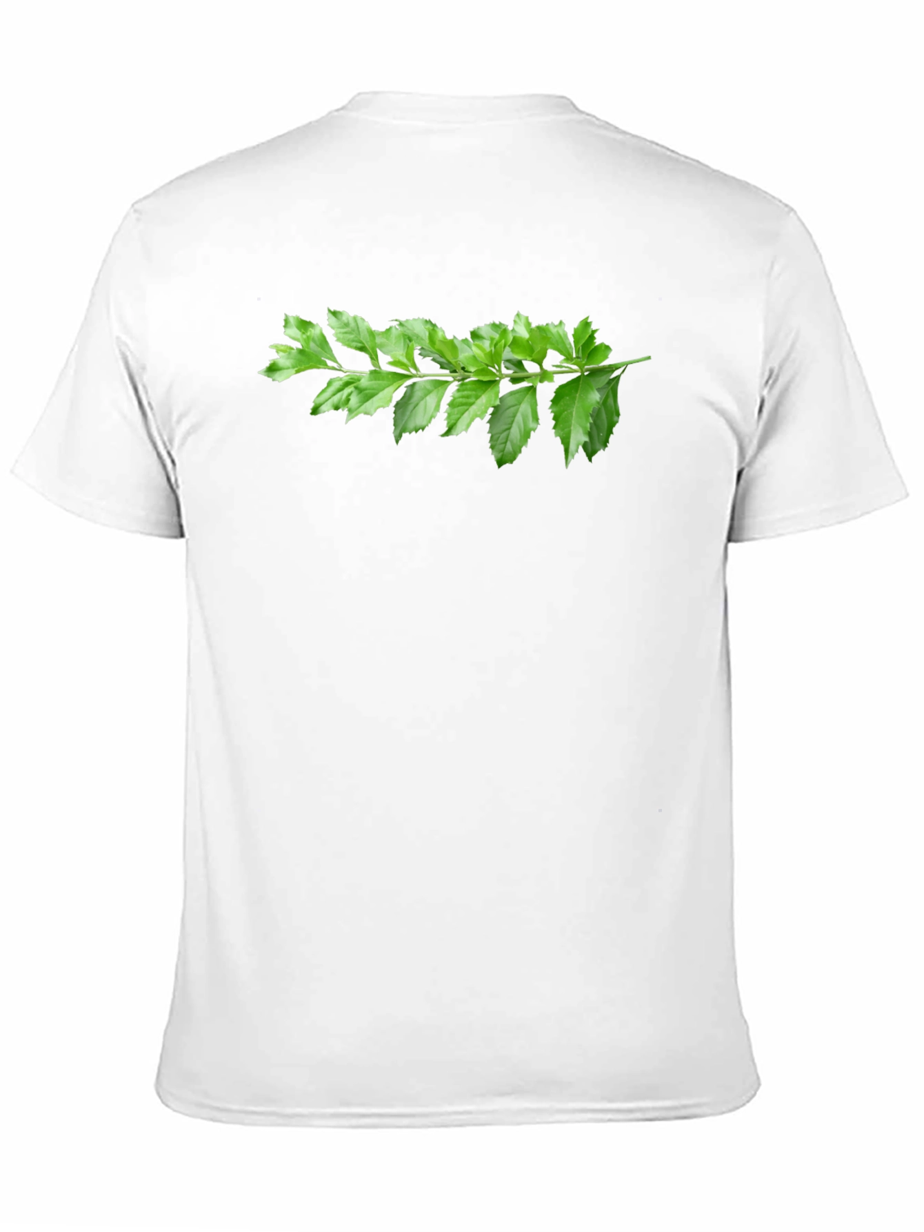 Green Branch Print Black T-Shirt