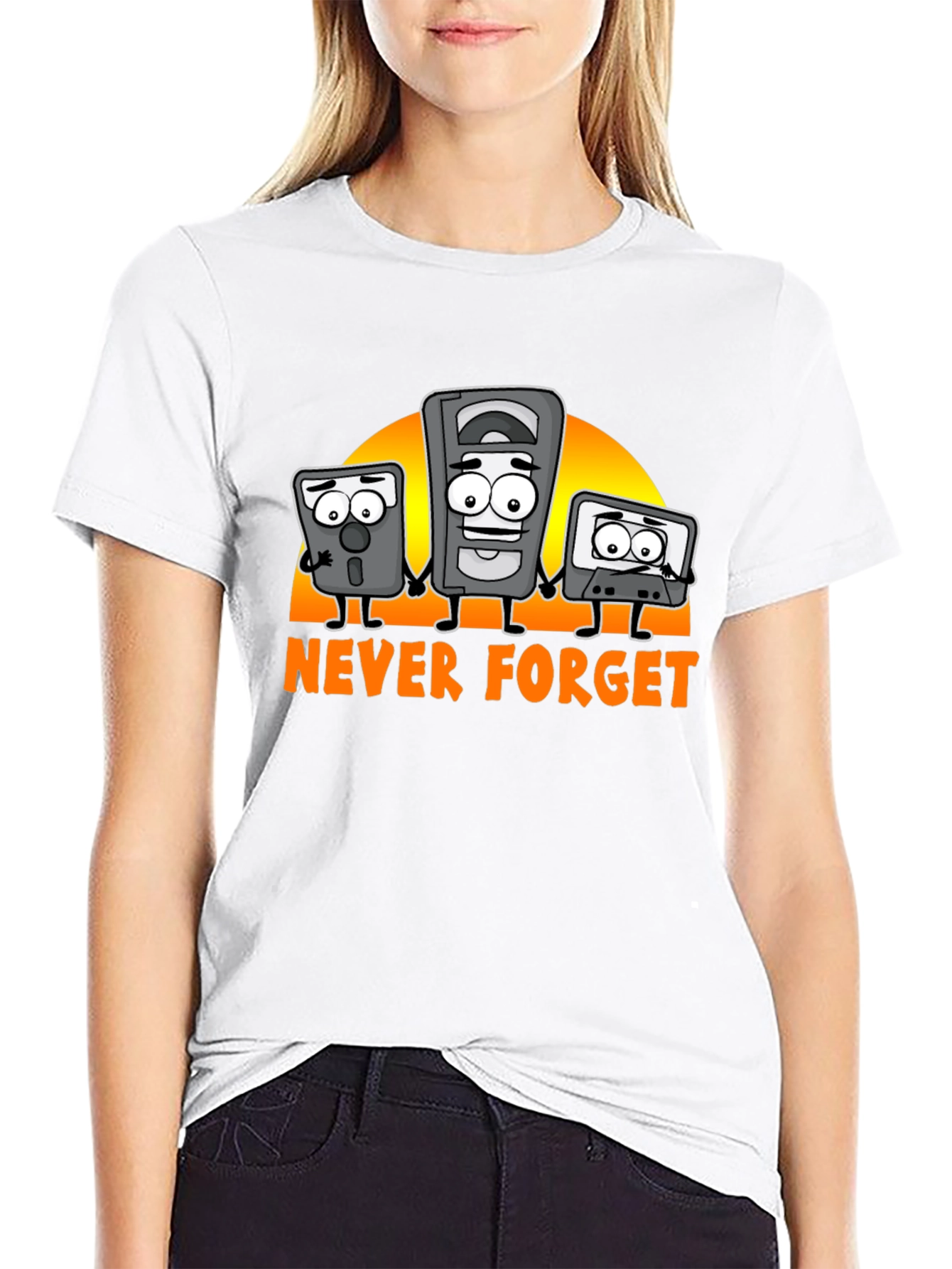 Never Forget Retro Tech Black T-Shirt