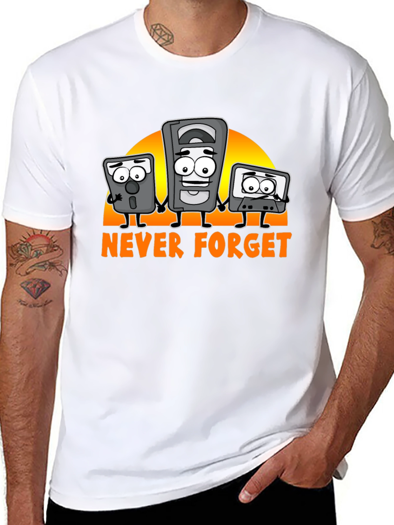 Never Forget Retro Tech Black T-Shirt