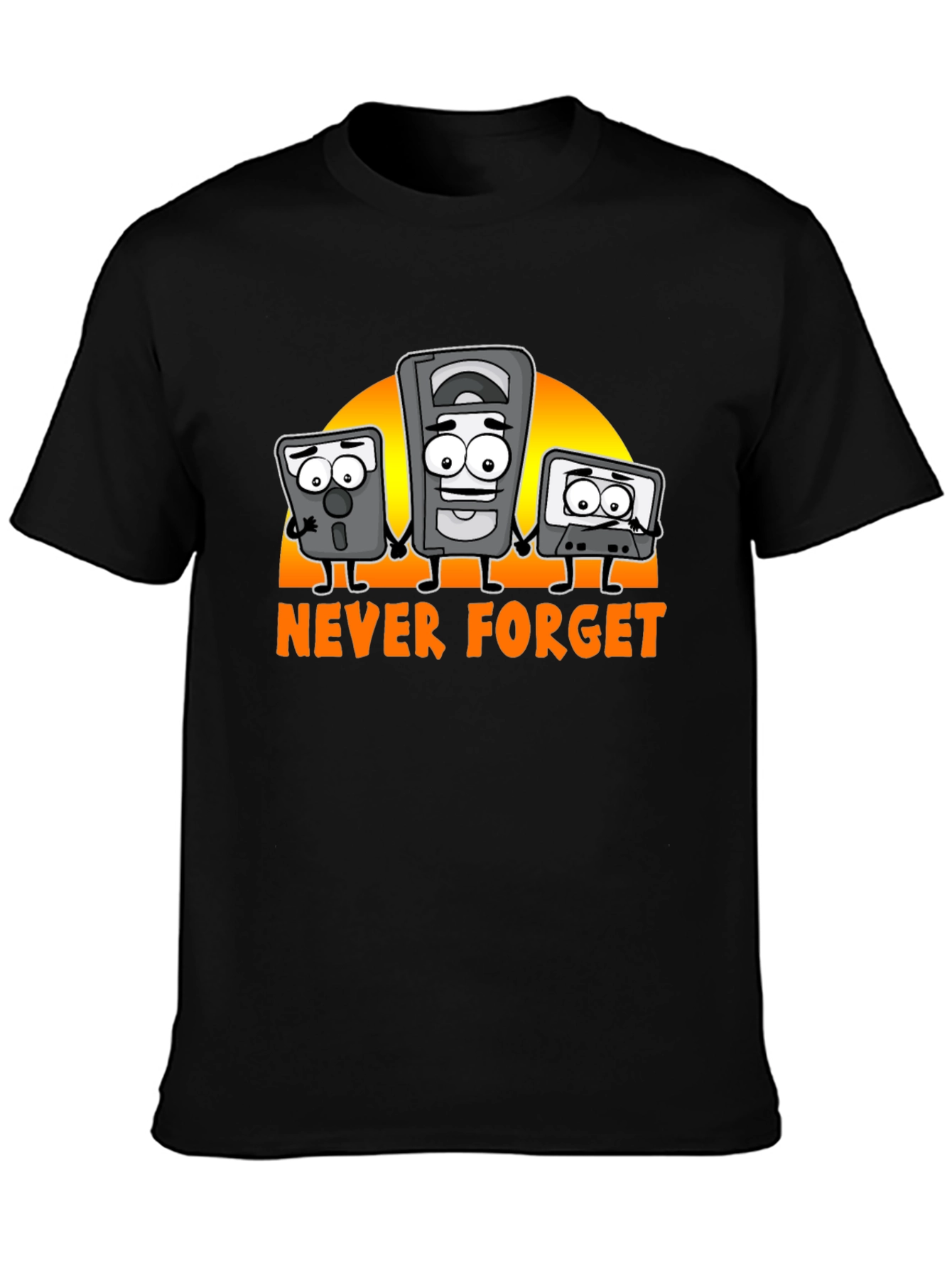 Never Forget Retro Tech Black T-Shirt