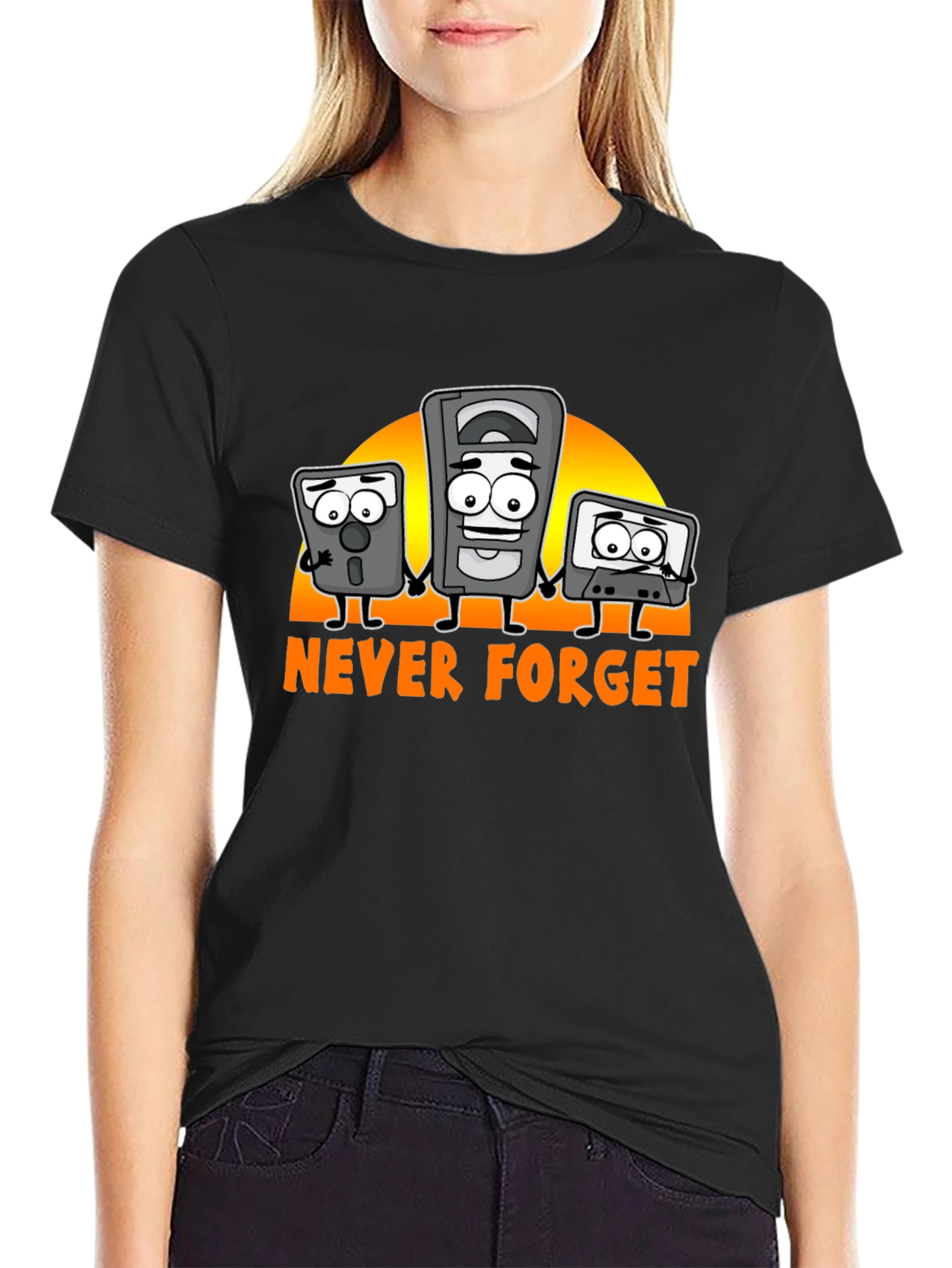 Never Forget Retro Tech Black T-Shirt