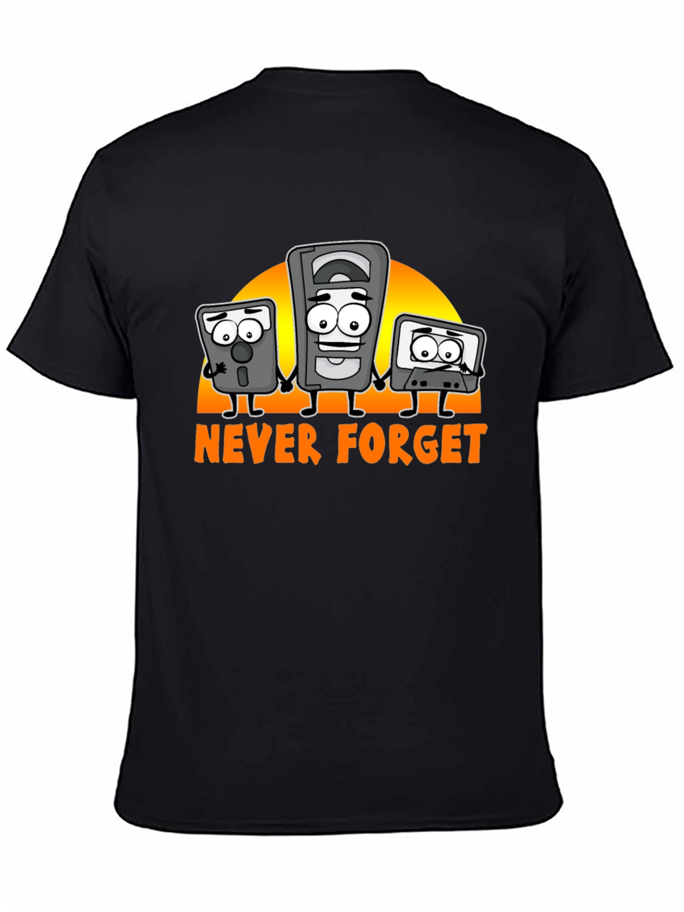 Never Forget Retro Tech Black T-Shirt