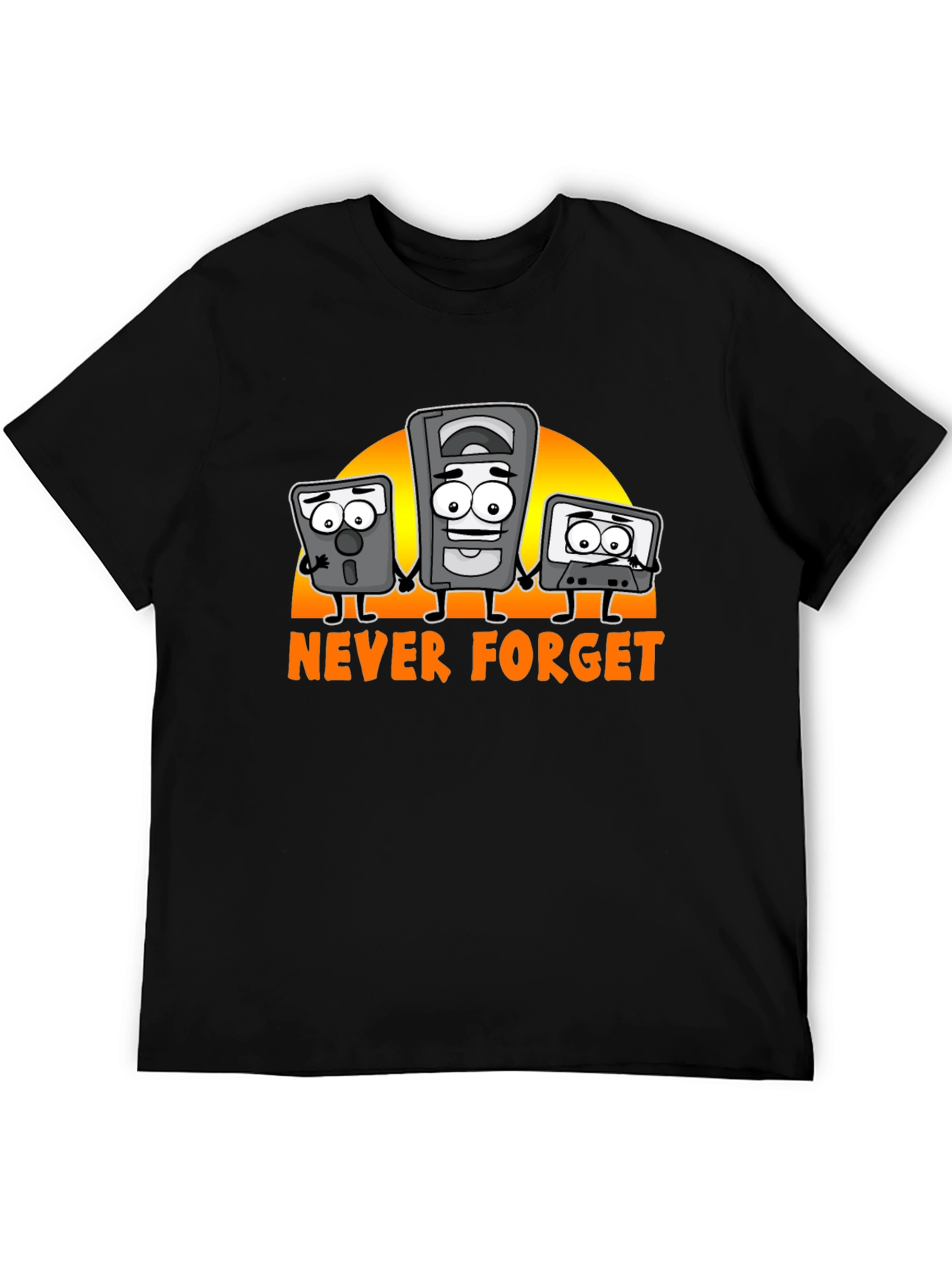 Never Forget Retro Tech Black T-Shirt