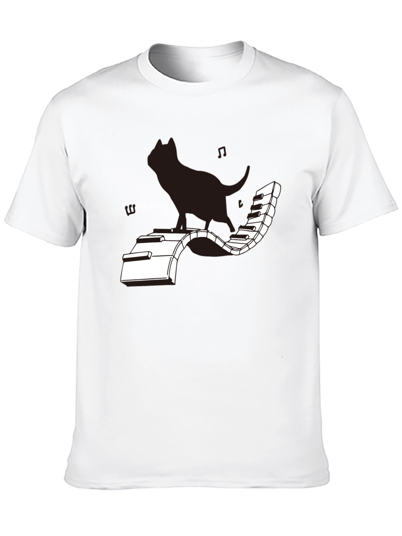 Cat on Piano T-Shirt - Musical Feline Tee