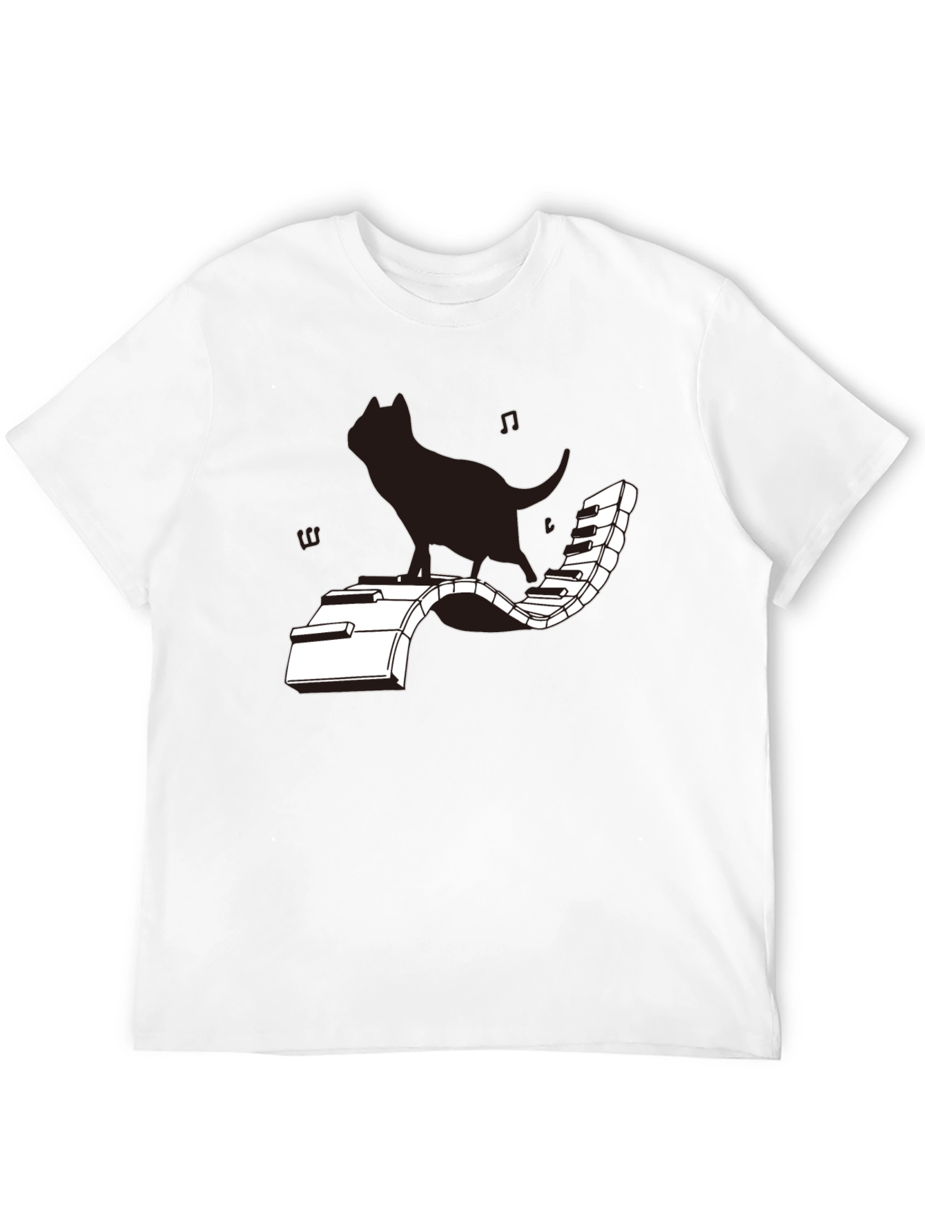 Cat on Piano T-Shirt - Musical Feline Tee