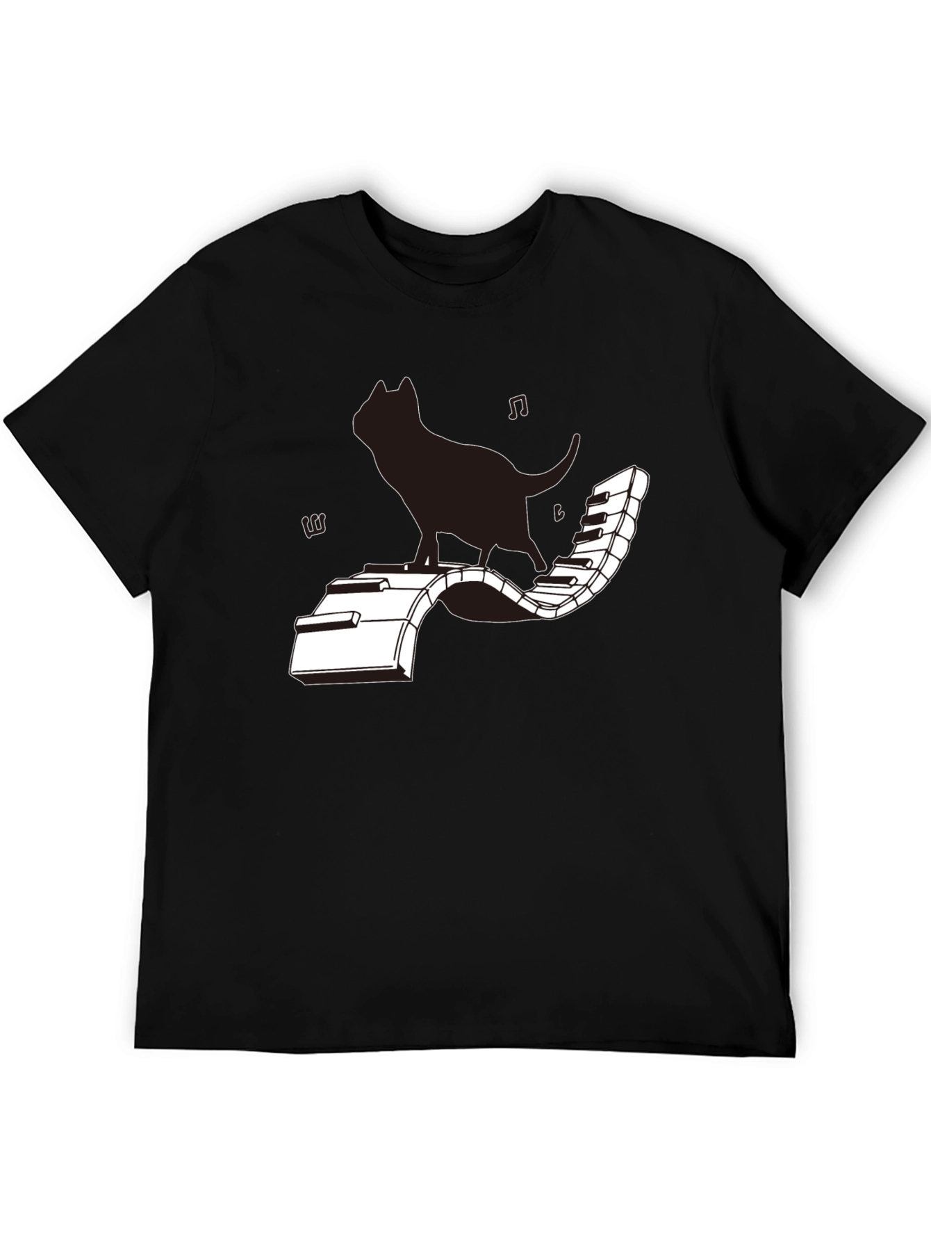 Cat on Piano T-Shirt - Musical Feline Tee