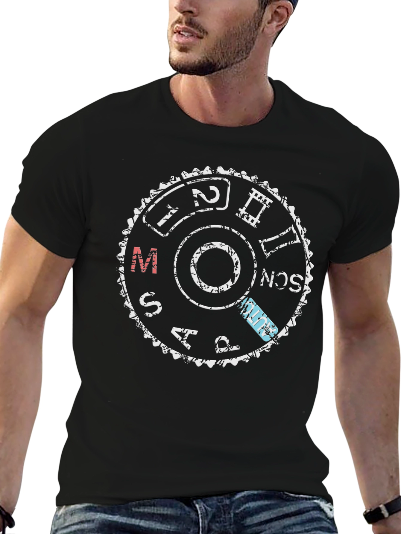 Camera Mode Dial Graphic T-Shirt - Black