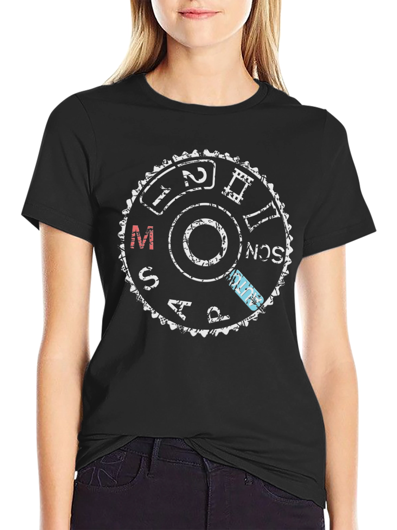 Camera Mode Dial Graphic T-Shirt - Black