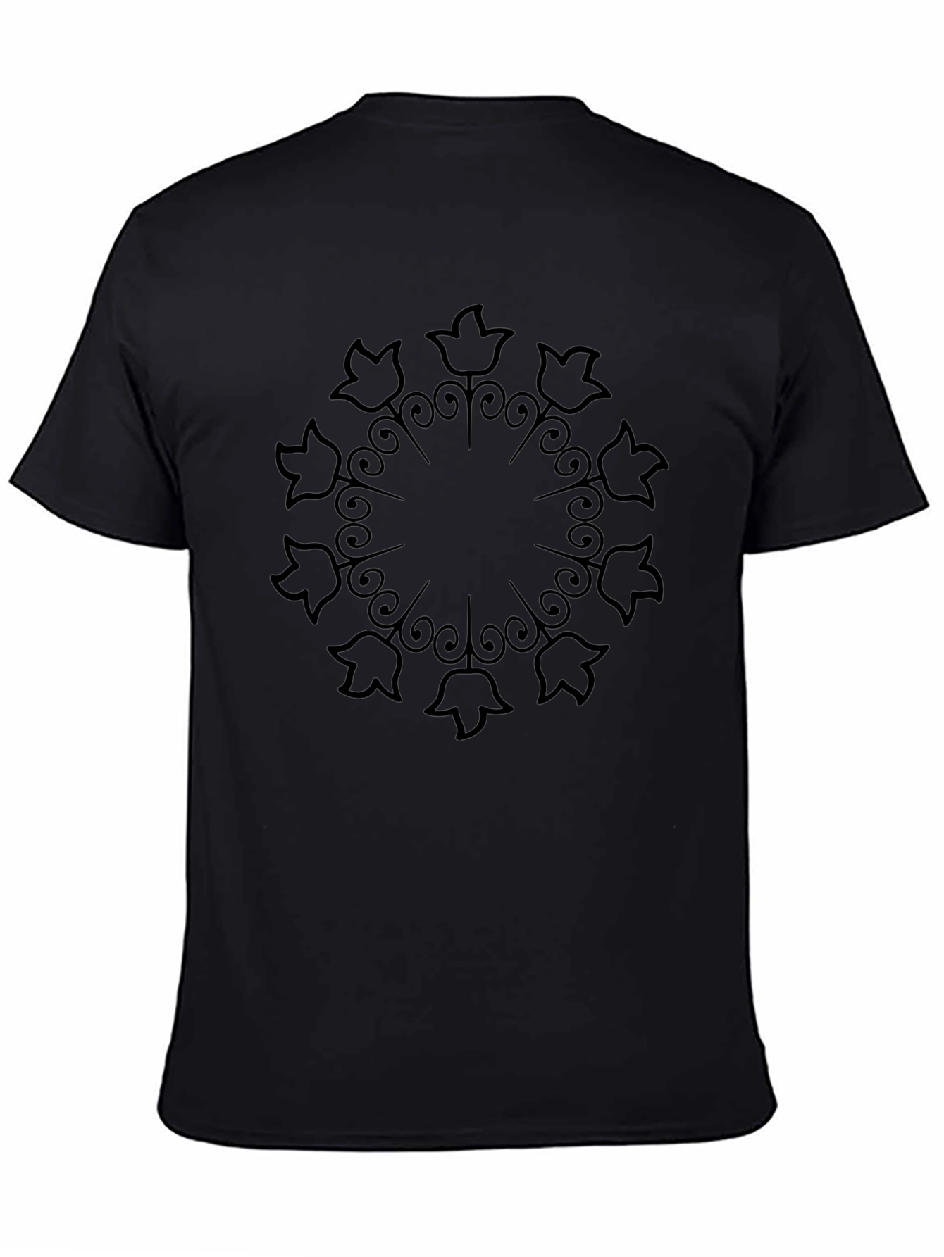Floral Mandala Graphic T-Shirt - Black