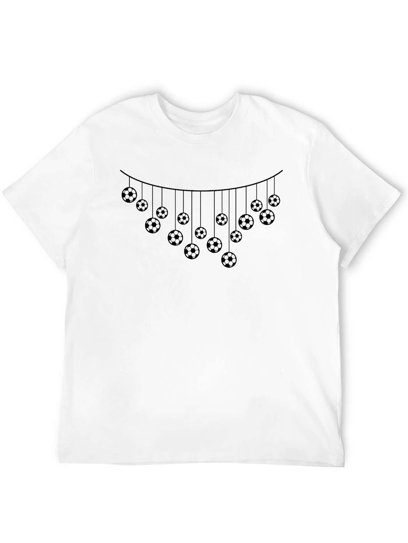 Soccer Ball Garland Tee - Black Crew Neck Shirt