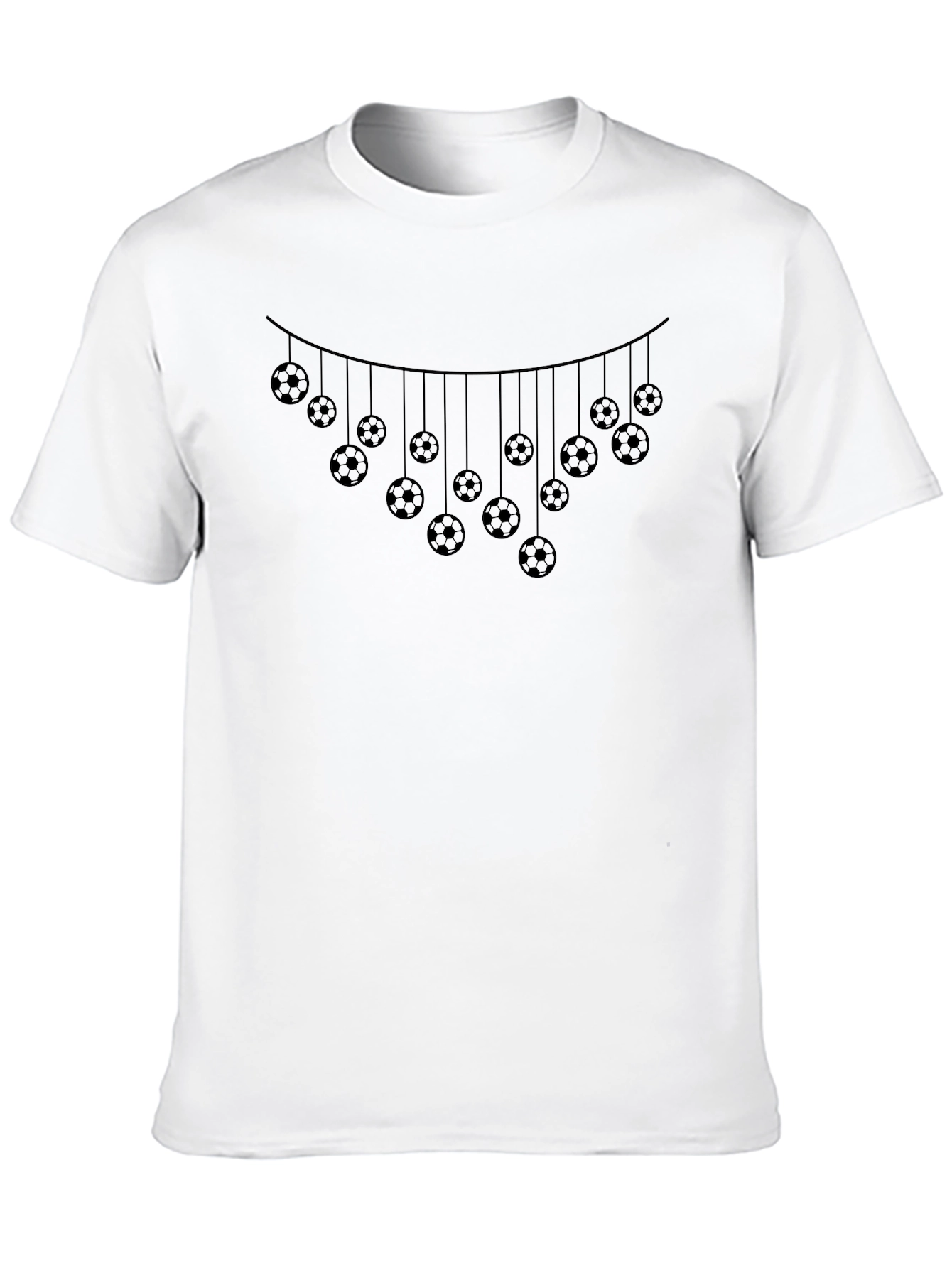 Soccer Ball Garland Tee - Black Crew Neck Shirt