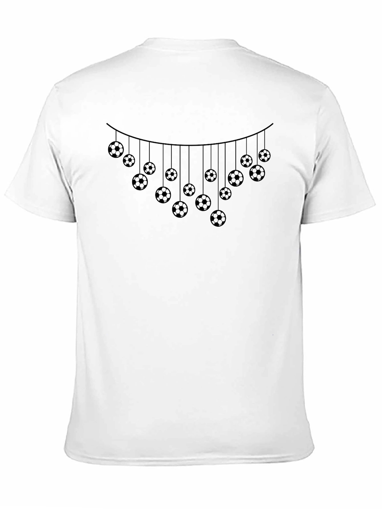 Soccer Ball Garland Tee - Black Crew Neck Shirt
