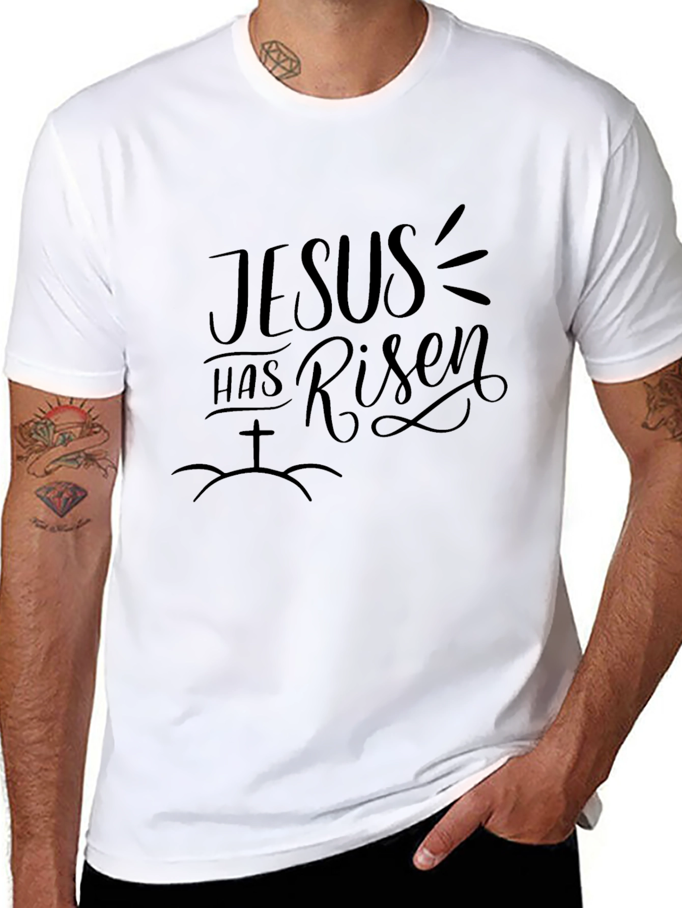 Jesus Has Risen Black Graphic T-Shirt