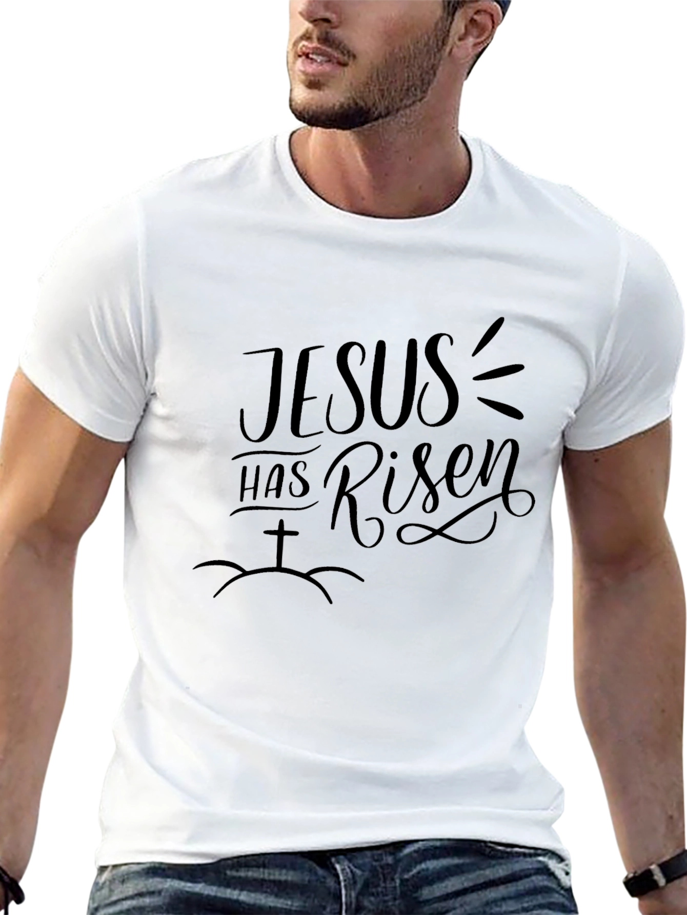Jesus Has Risen Black Graphic T-Shirt