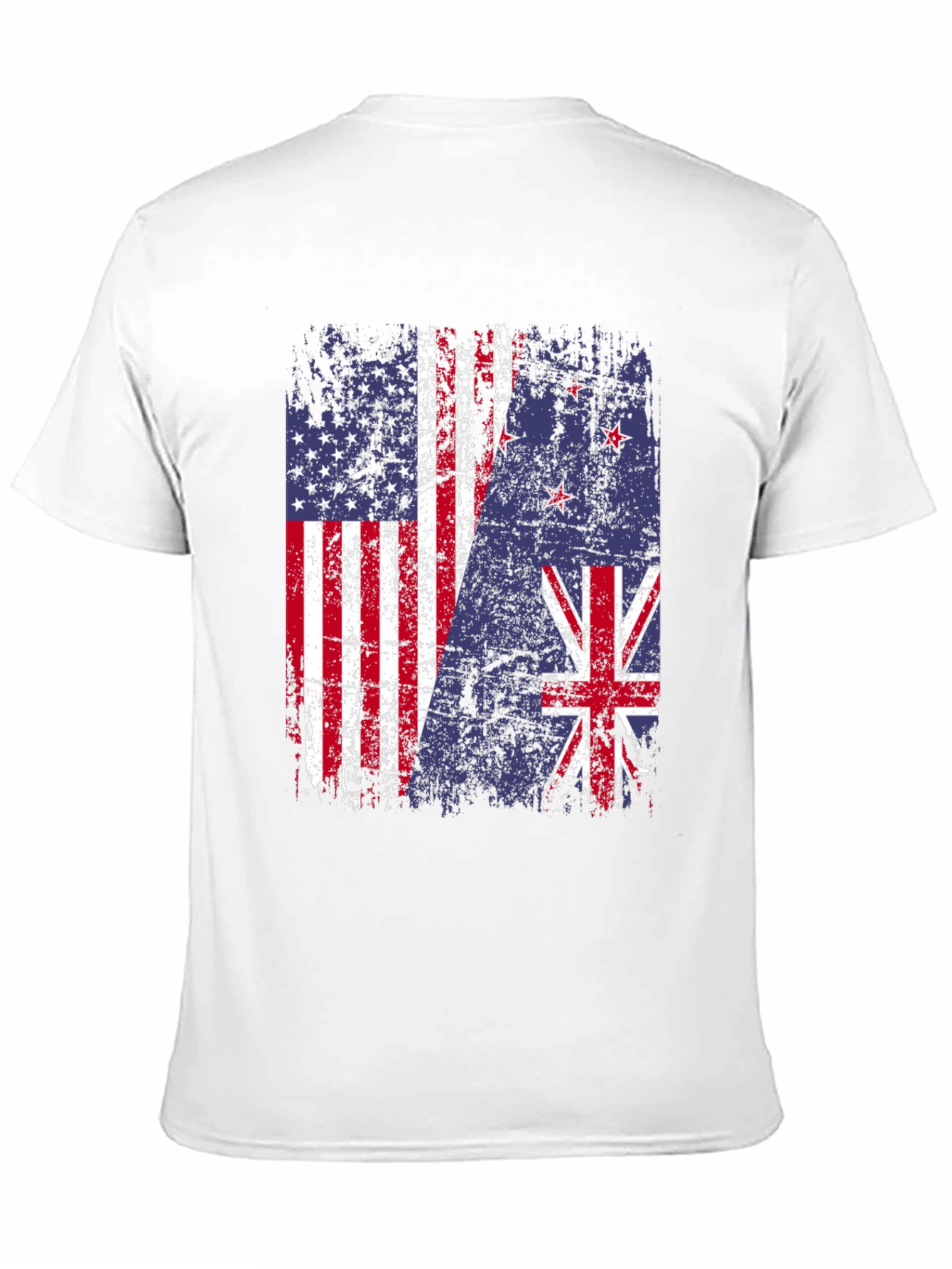 USA & New Zealand Flags Distressed T-Shirt