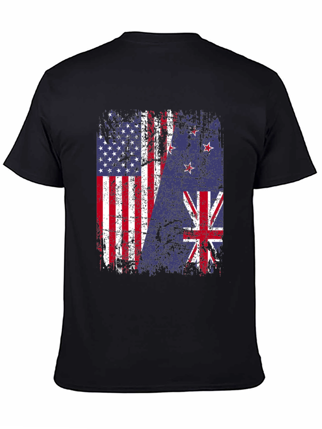 USA & New Zealand Flags Distressed T-Shirt