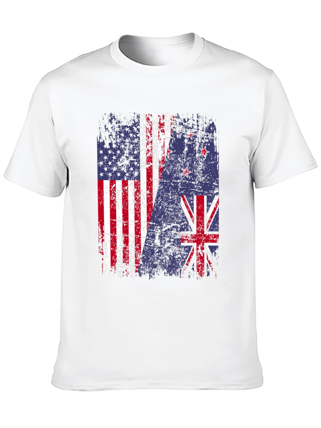 USA & New Zealand Flags Distressed T-Shirt