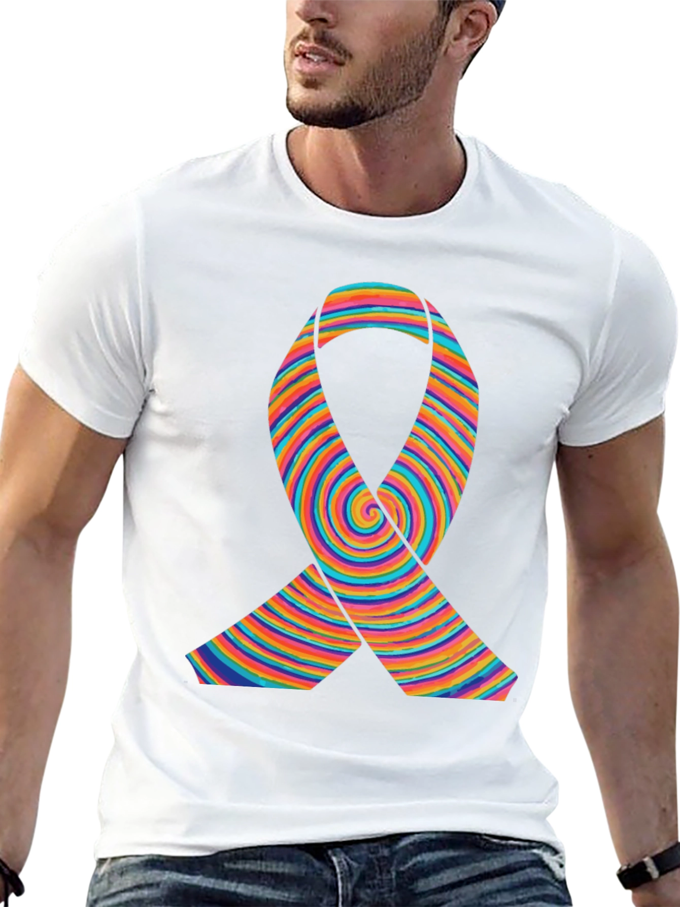 Rainbow Ribbon Graphic T-Shirt