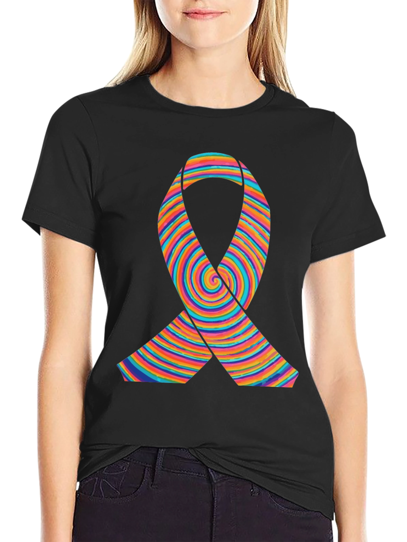 Rainbow Ribbon Graphic T-Shirt