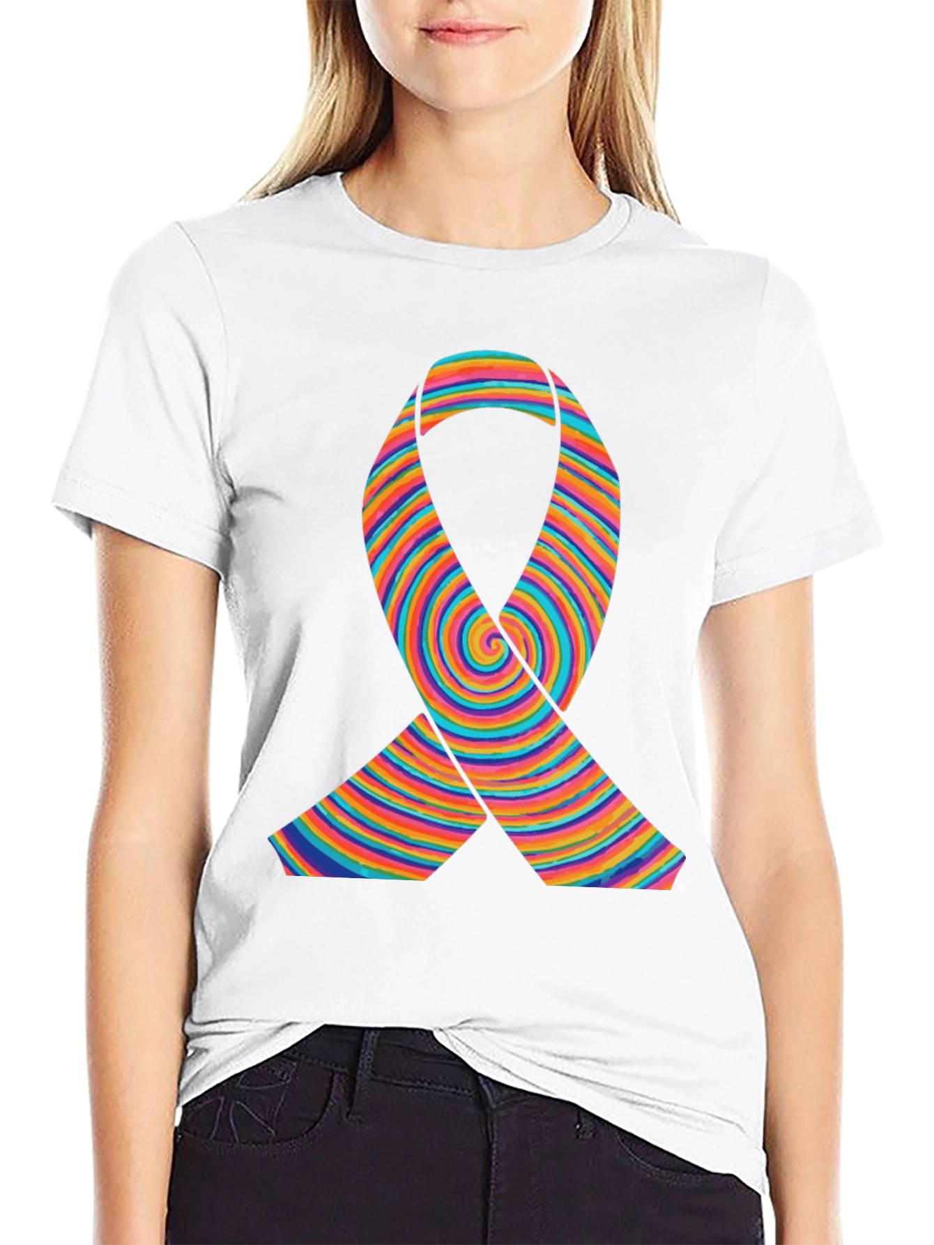 Rainbow Ribbon Graphic T-Shirt