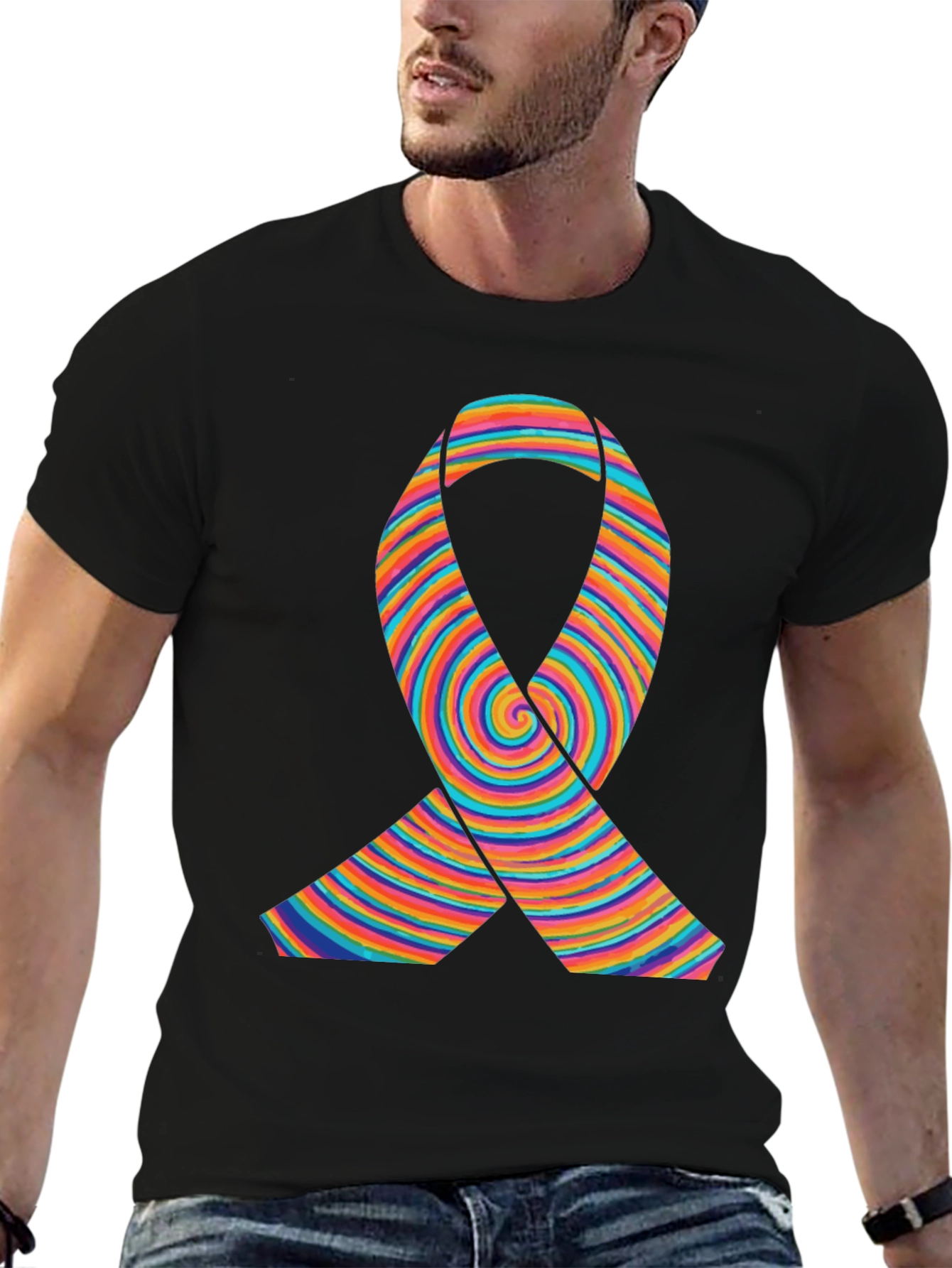 Rainbow Ribbon Graphic T-Shirt