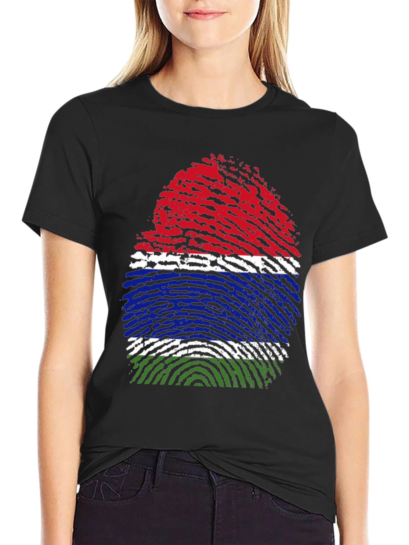 Gambia Flag Fingerprint T-Shirt