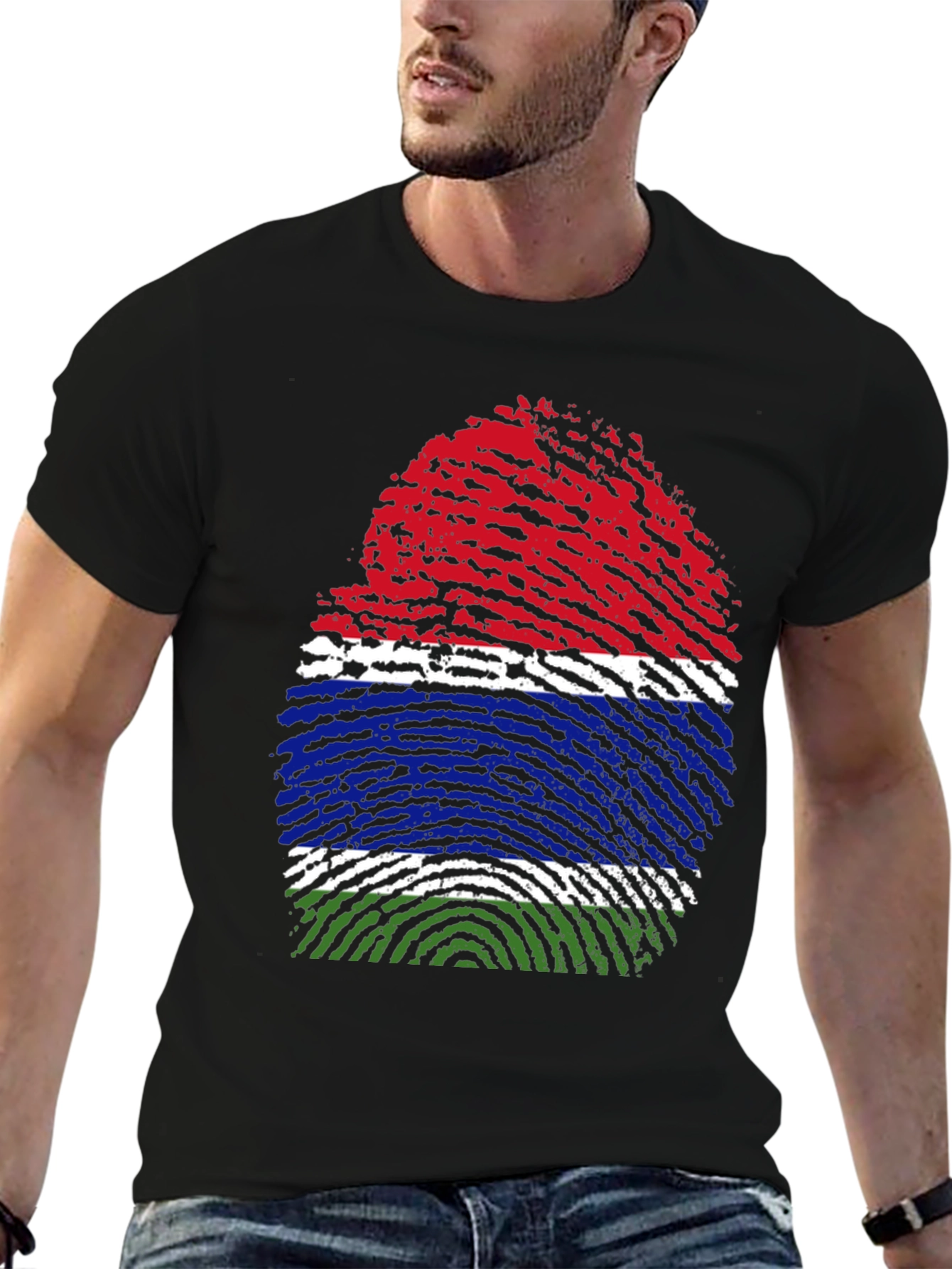 Gambia Flag Fingerprint T-Shirt